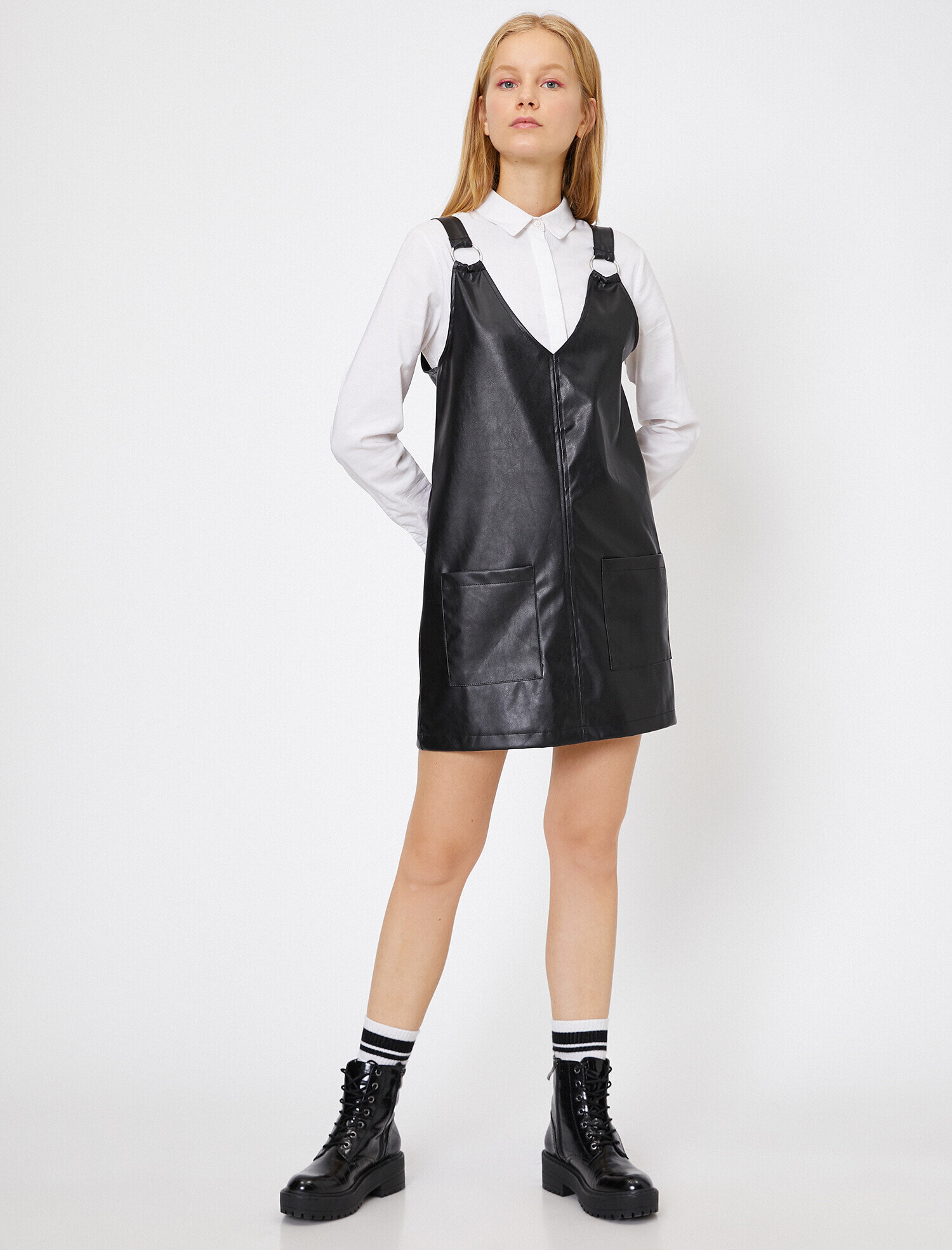   Deri Görünümlü Elbise