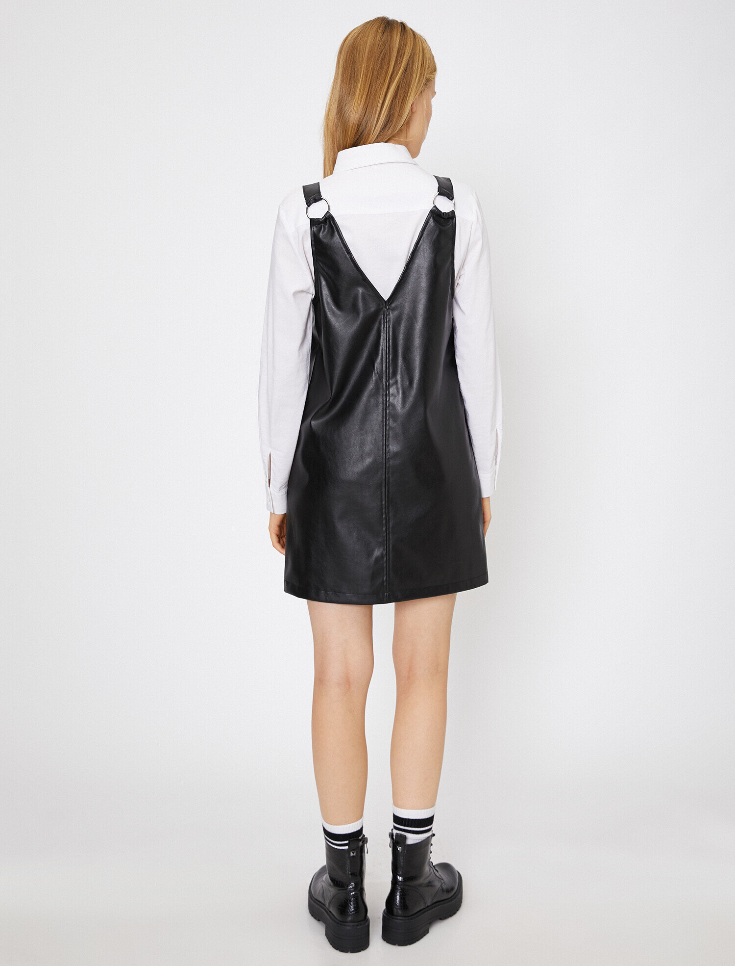   Deri Görünümlü Elbise