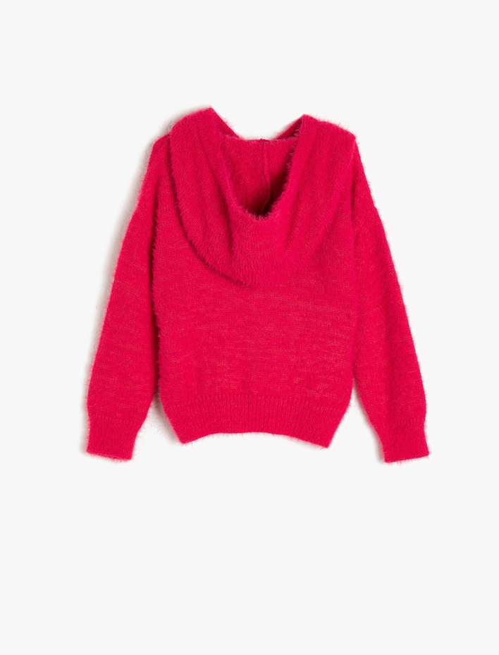 Kız Çocuk Kapüşonlu Pullu Triko Kazak