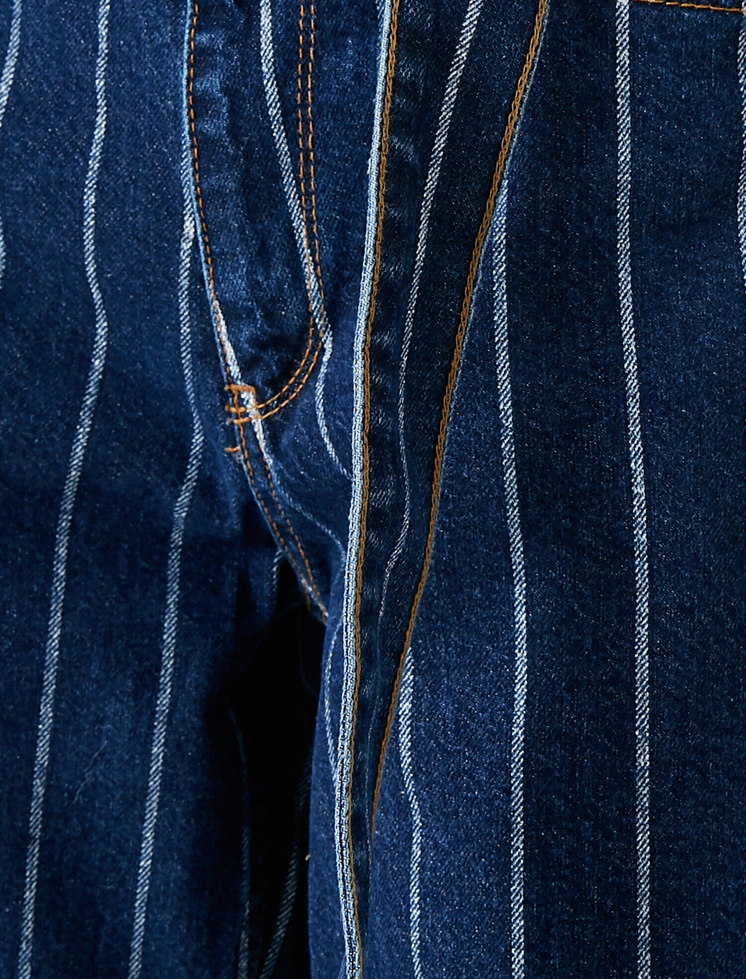   Cotton High Waist Striped Jeans