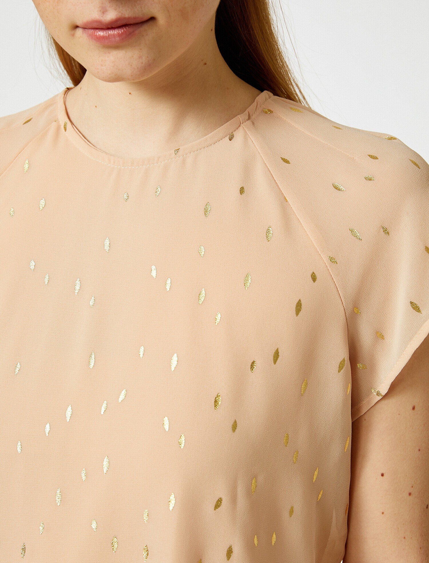   Tül Bluz Metalik Detaylı