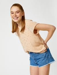 Tül Bluz Metalik Detaylı