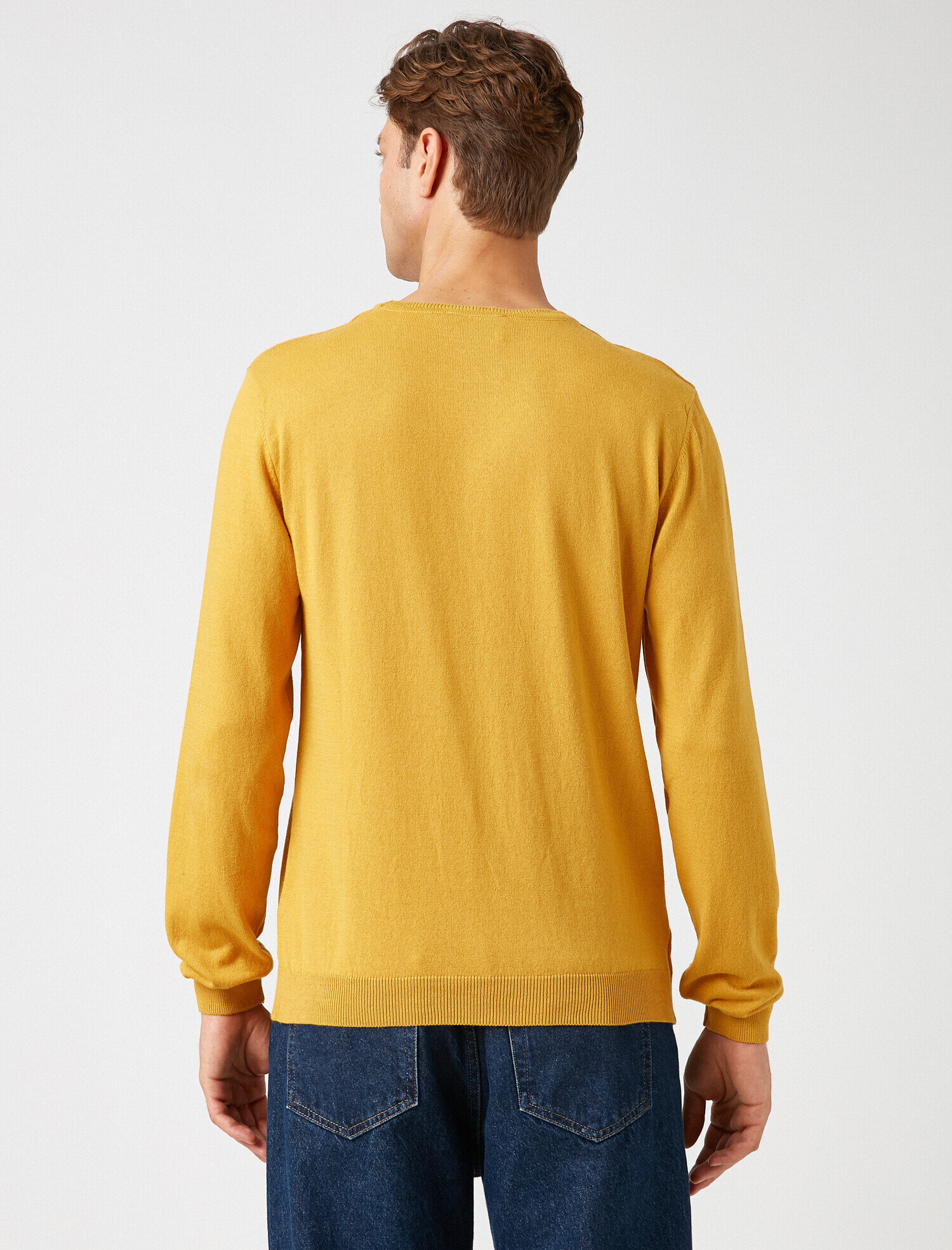   Uzun Kollu Triko Kazak Pamuklu Bisiklet Yaka