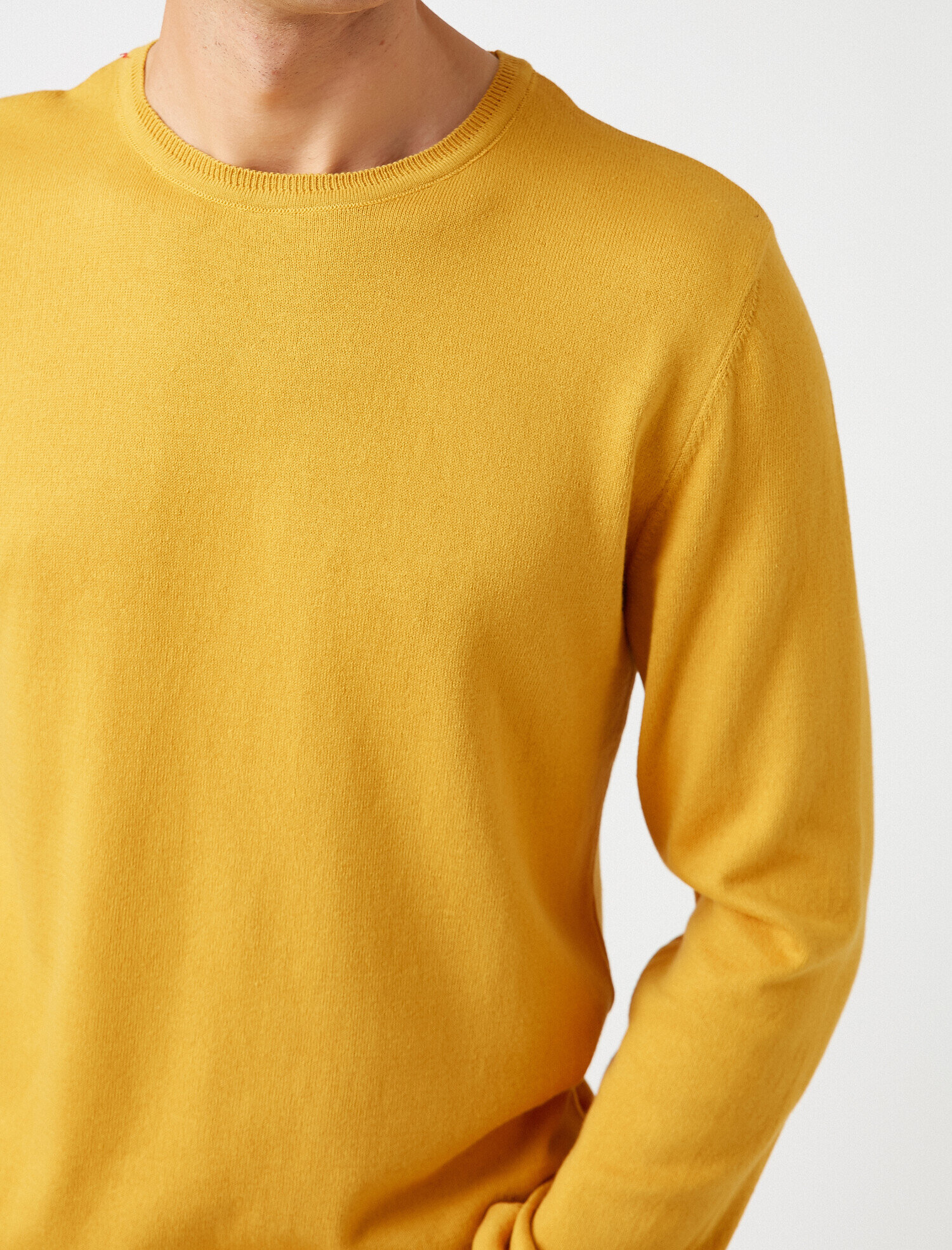   Uzun Kollu Triko Kazak Pamuklu Bisiklet Yaka