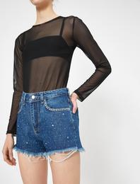 Jewel Detailed Jean Short