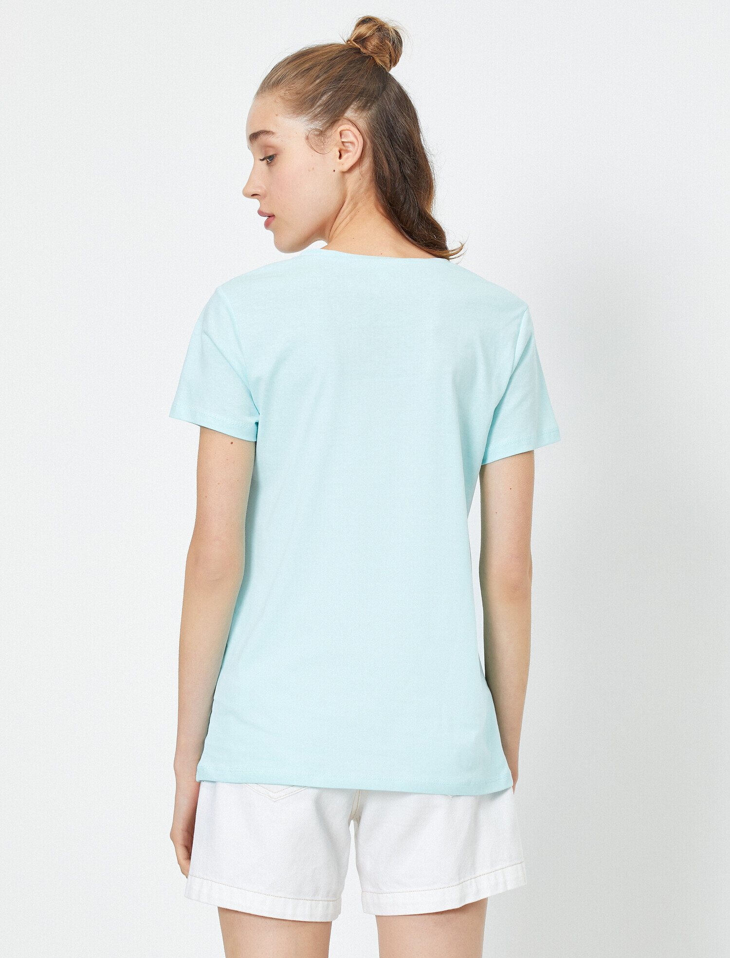   Baskılı Bisiklet Yaka Kısa Kollu Tişört