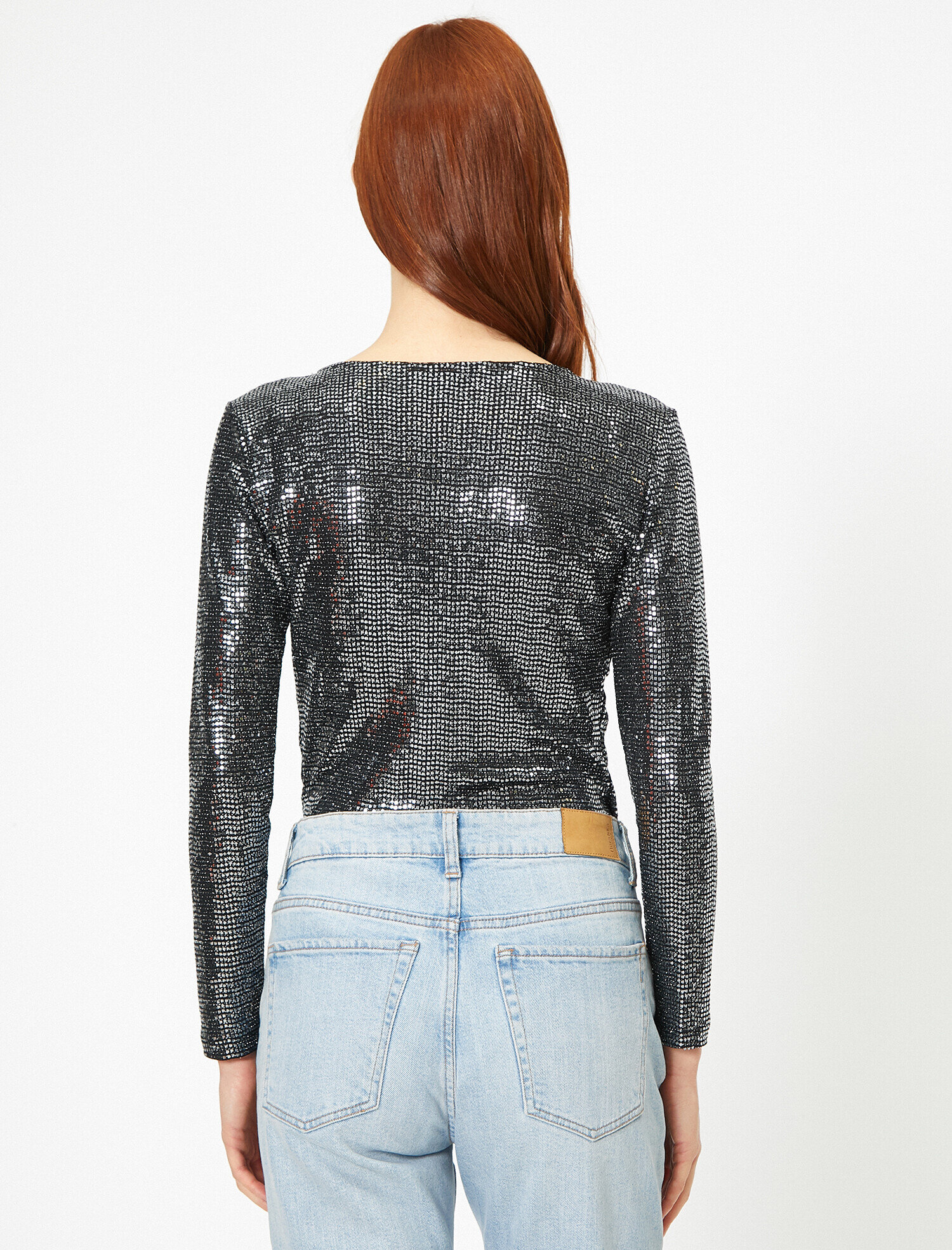   Pullu Kruvaze Uzun Kollu Abiye Bluz