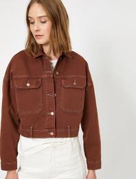 Düğme Detaylı Jean Ceket