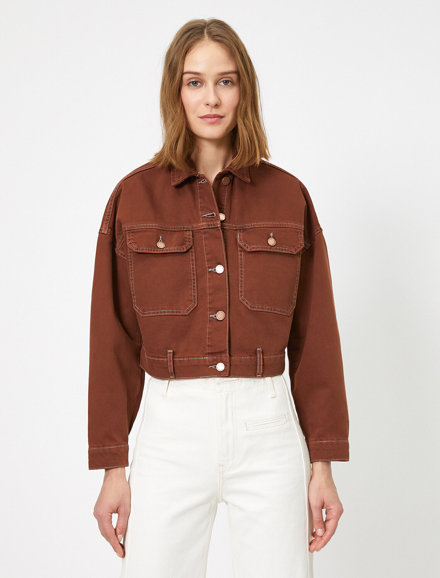   Düğme Detaylı Jean Ceket