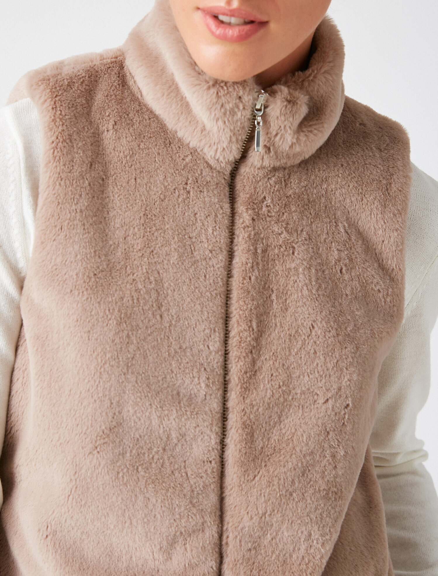   Suni Kürk Fermuarlı Yelek