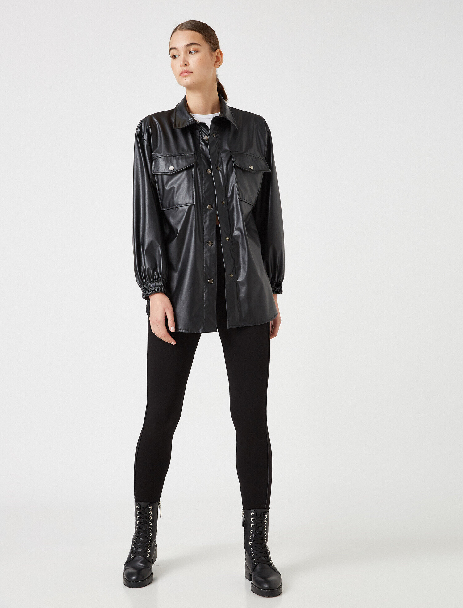 Yüksek Bel Düğmeli Tayt