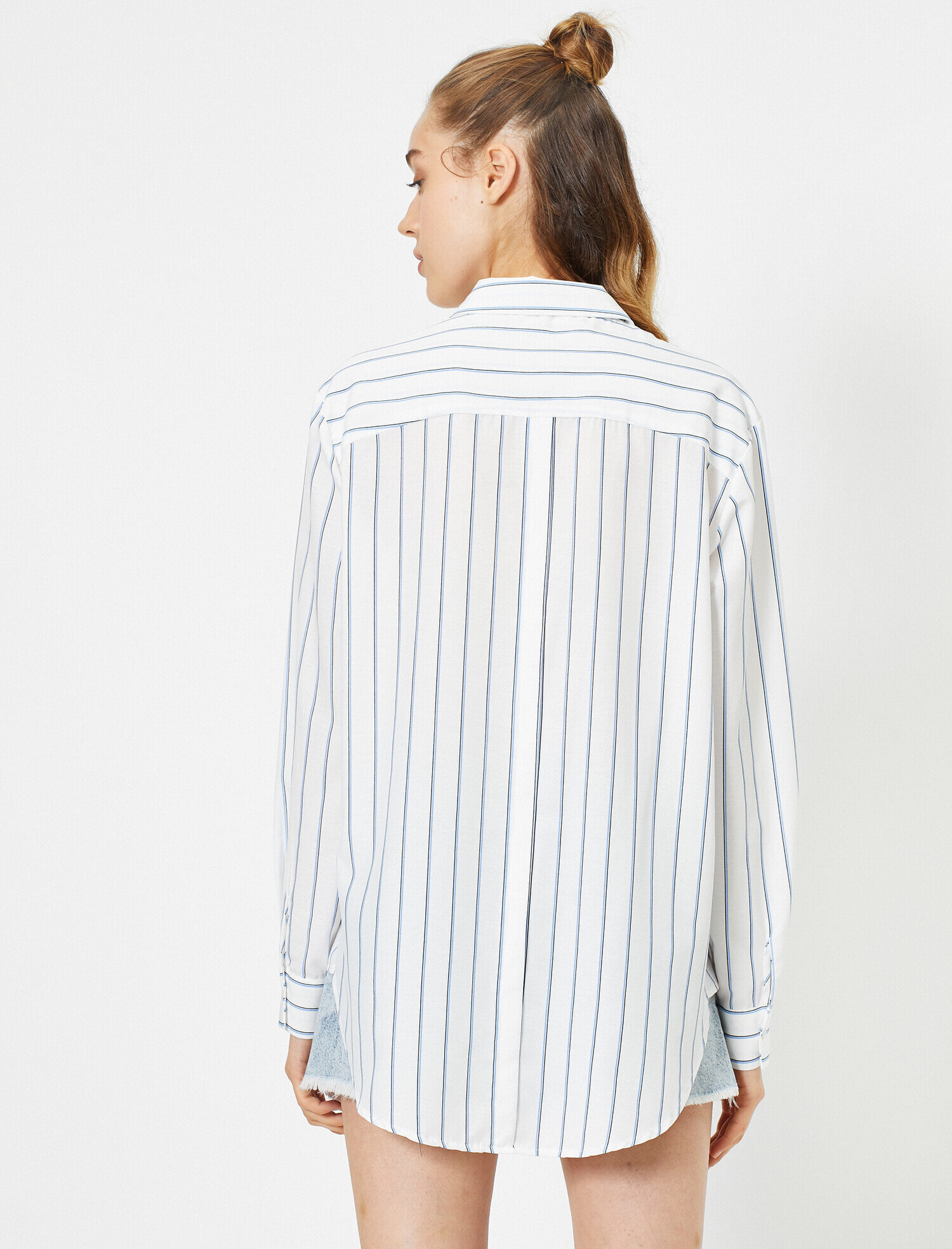   Klasik Yaka Uzun Kollu %100 Pamuk Tek Cep Çizgili Gömlek