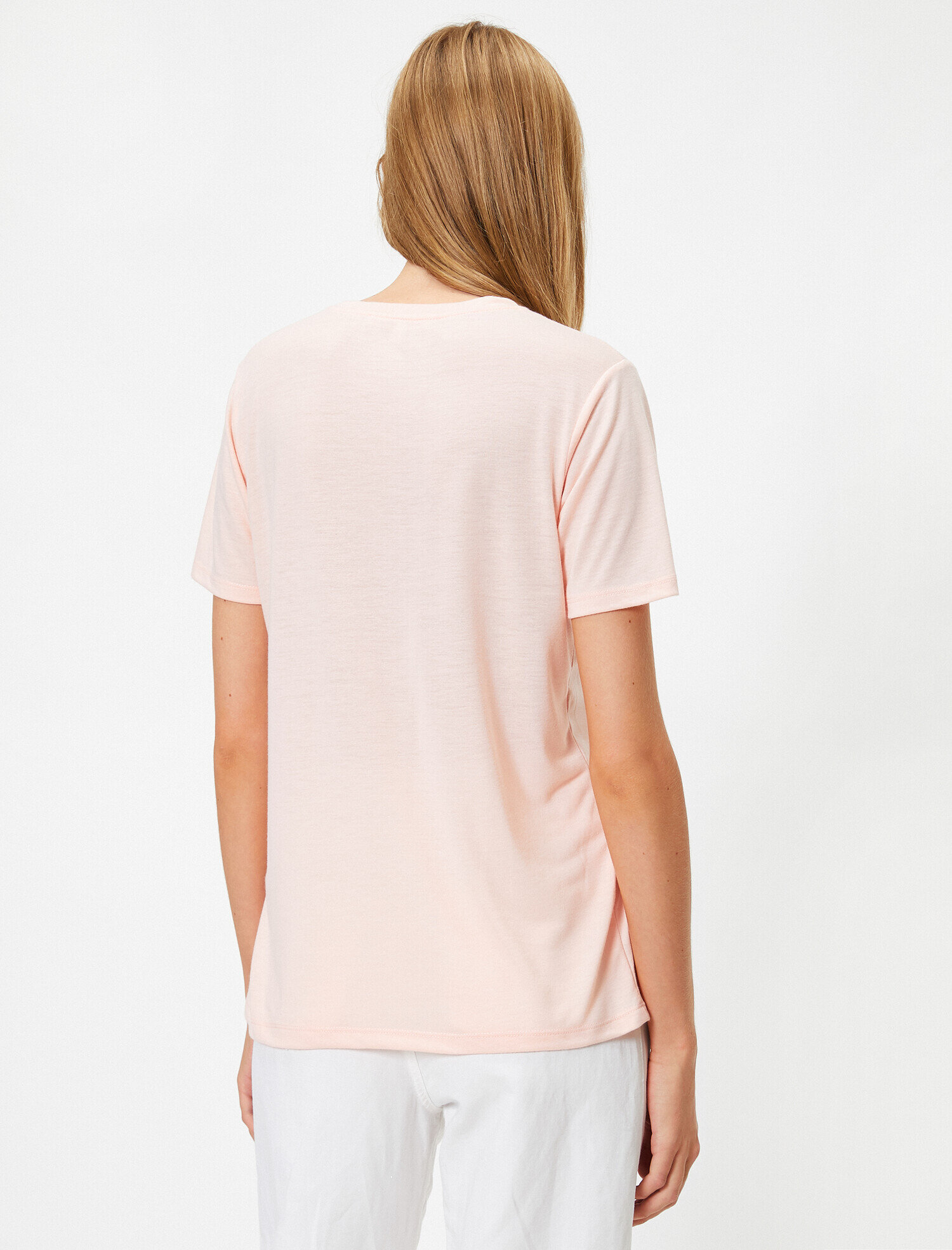   Parlak Baskılı Bisiklet Yaka Kısa Kollu Tişört