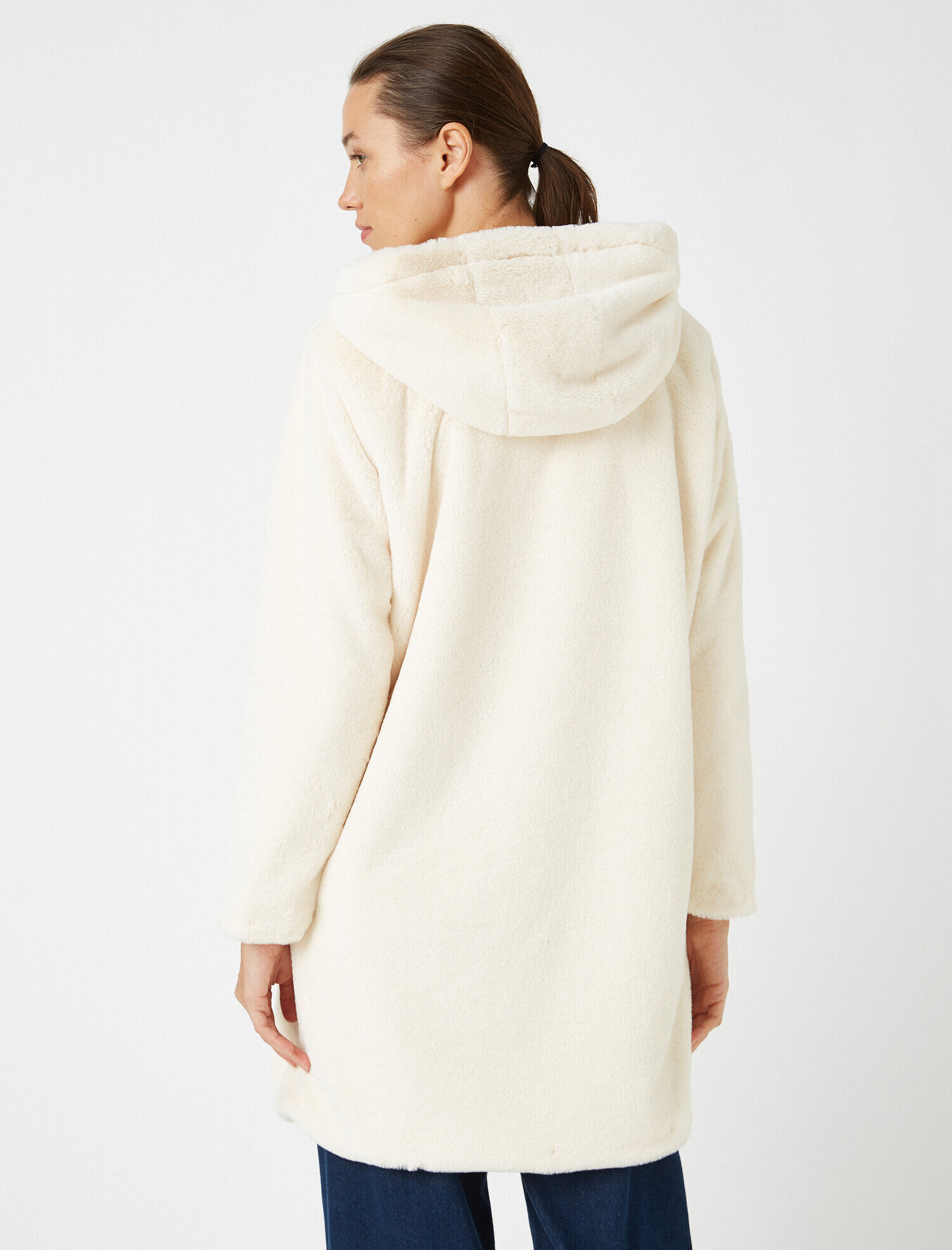   Suni Kürk Fermuarlı Cepli Oversize Kaban