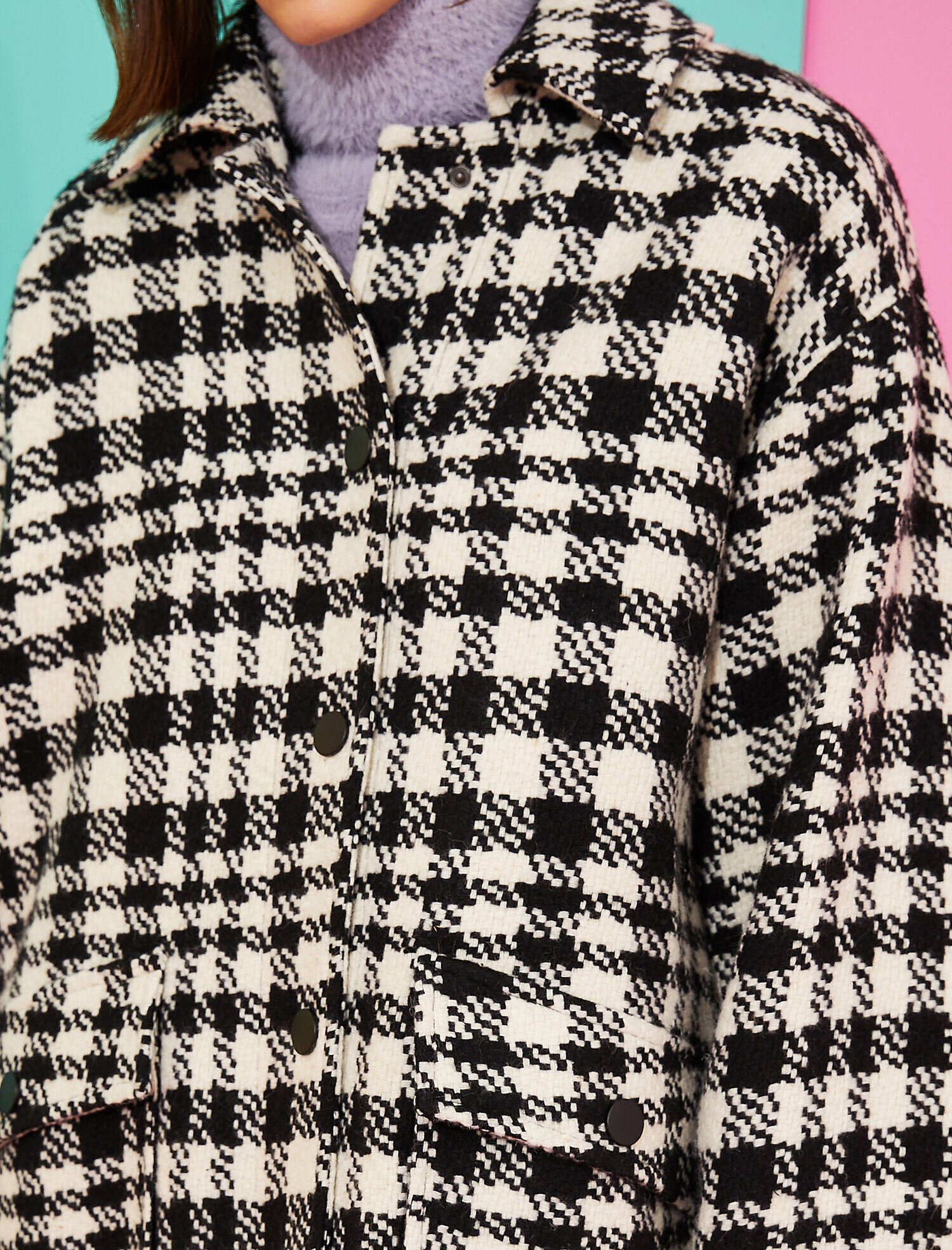   Düğmeli Cepli Kaşe Kaban