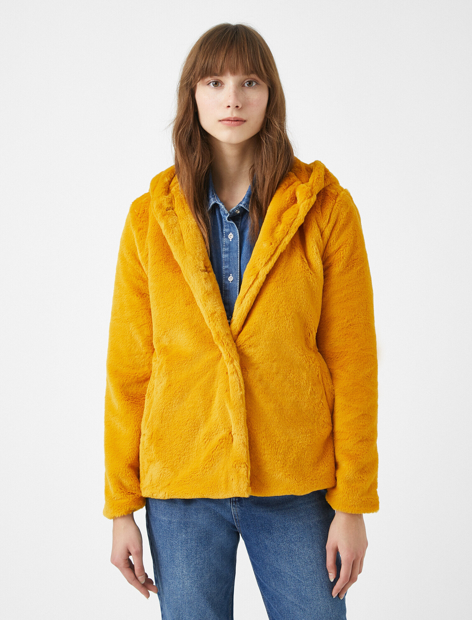   Suni Kürk Fermuarlı Kaban