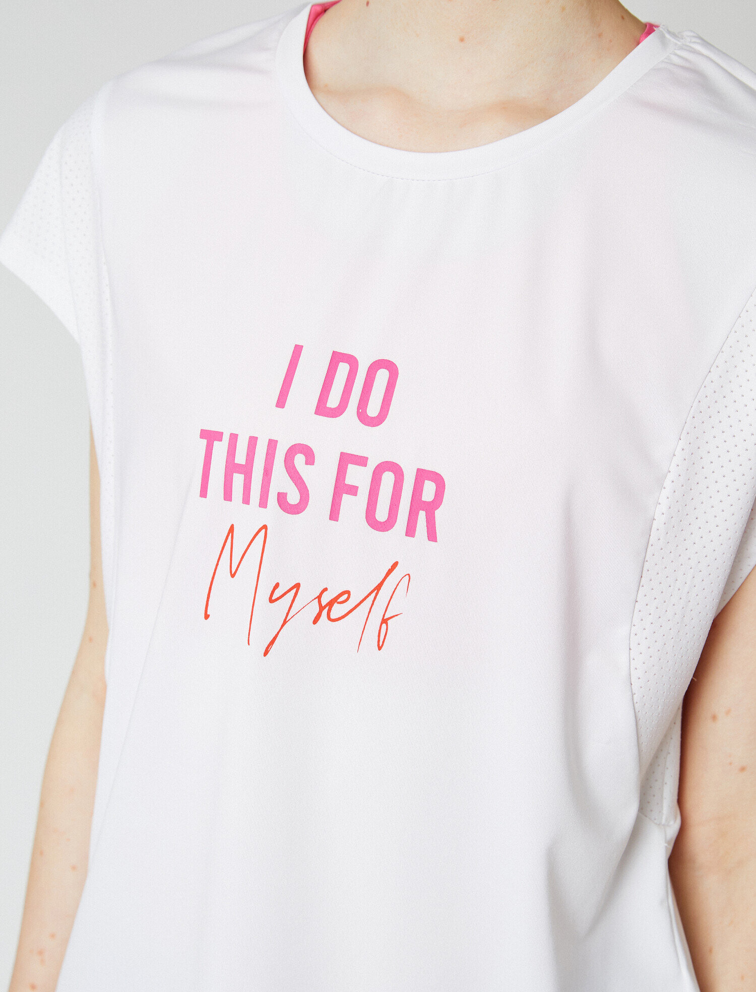   Sloganlı Spor Tişört Bisiklet Yaka Kısa Kollu