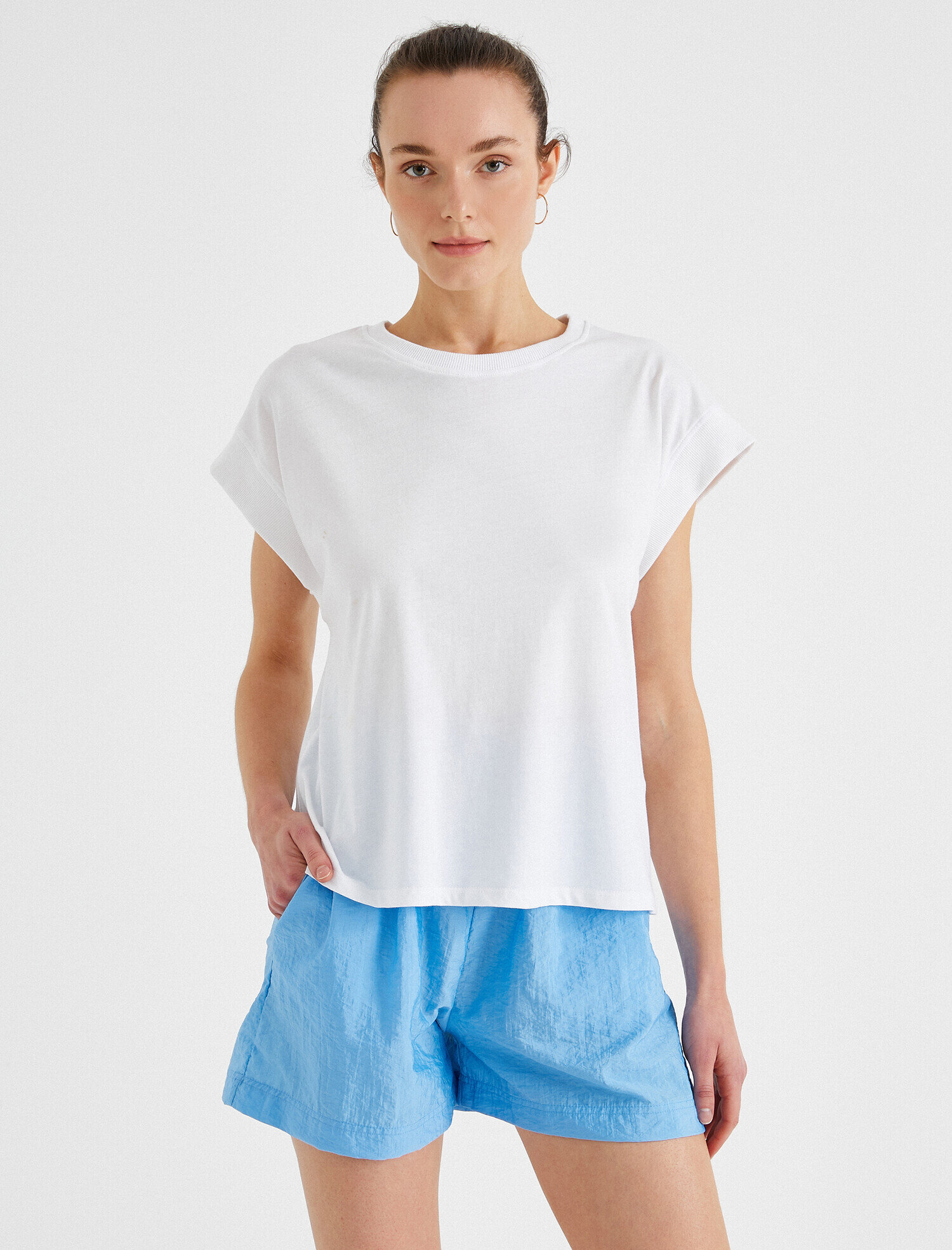   Bisiklet Yaka Tişört Pamuklu