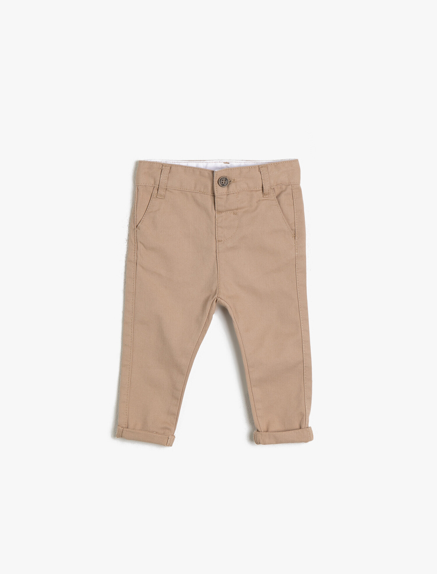  Erkek Bebek Pamuklu İnce Gabardin Chino Cepli Beli Ayarlanabilir Lastikli Klasik Pantolon