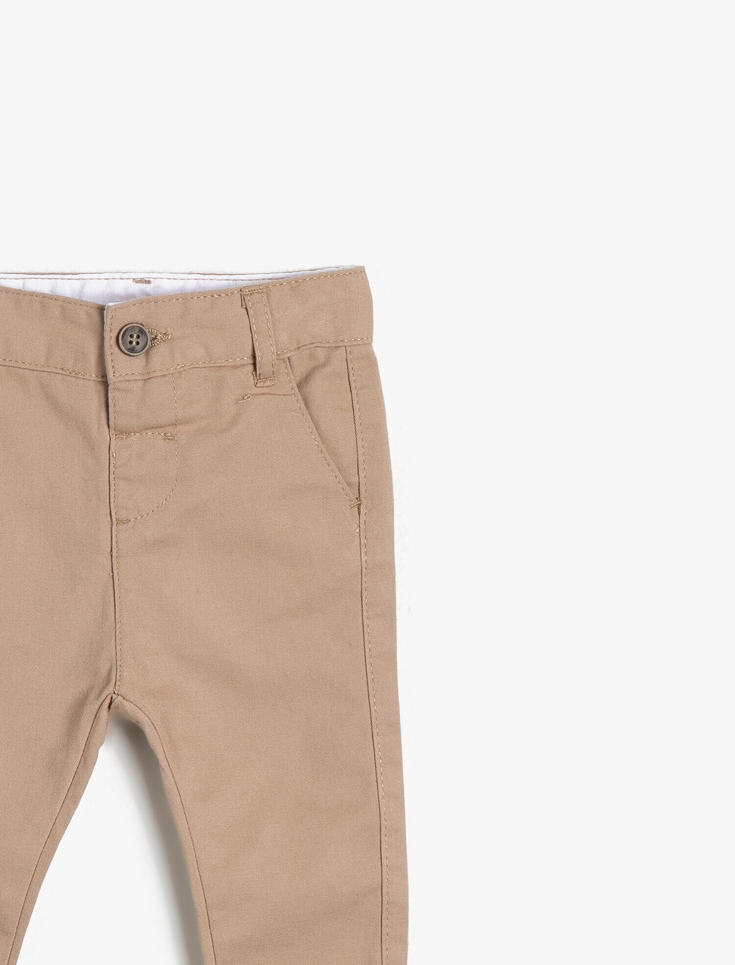  Erkek Bebek Pamuklu İnce Gabardin Chino Cepli Beli Ayarlanabilir Lastikli Klasik Pantolon