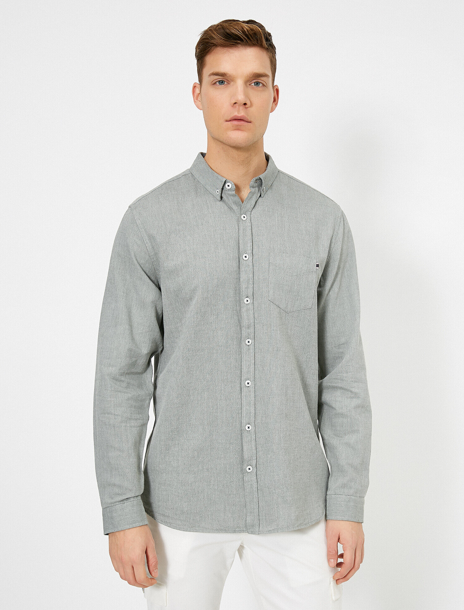 Pamuklu Cep Detaylı Uzun Kollu Casual Gömlek