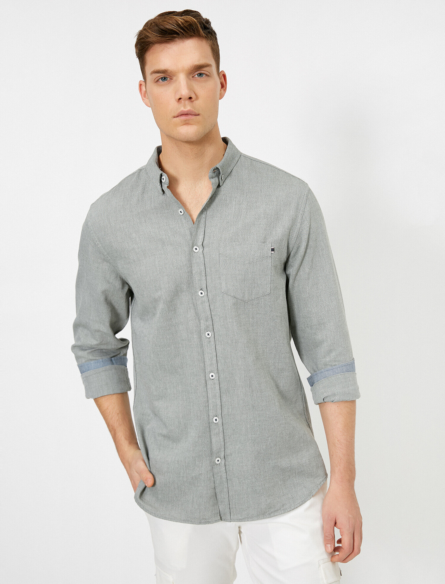 Pamuklu Cep Detaylı Uzun Kollu Casual Gömlek