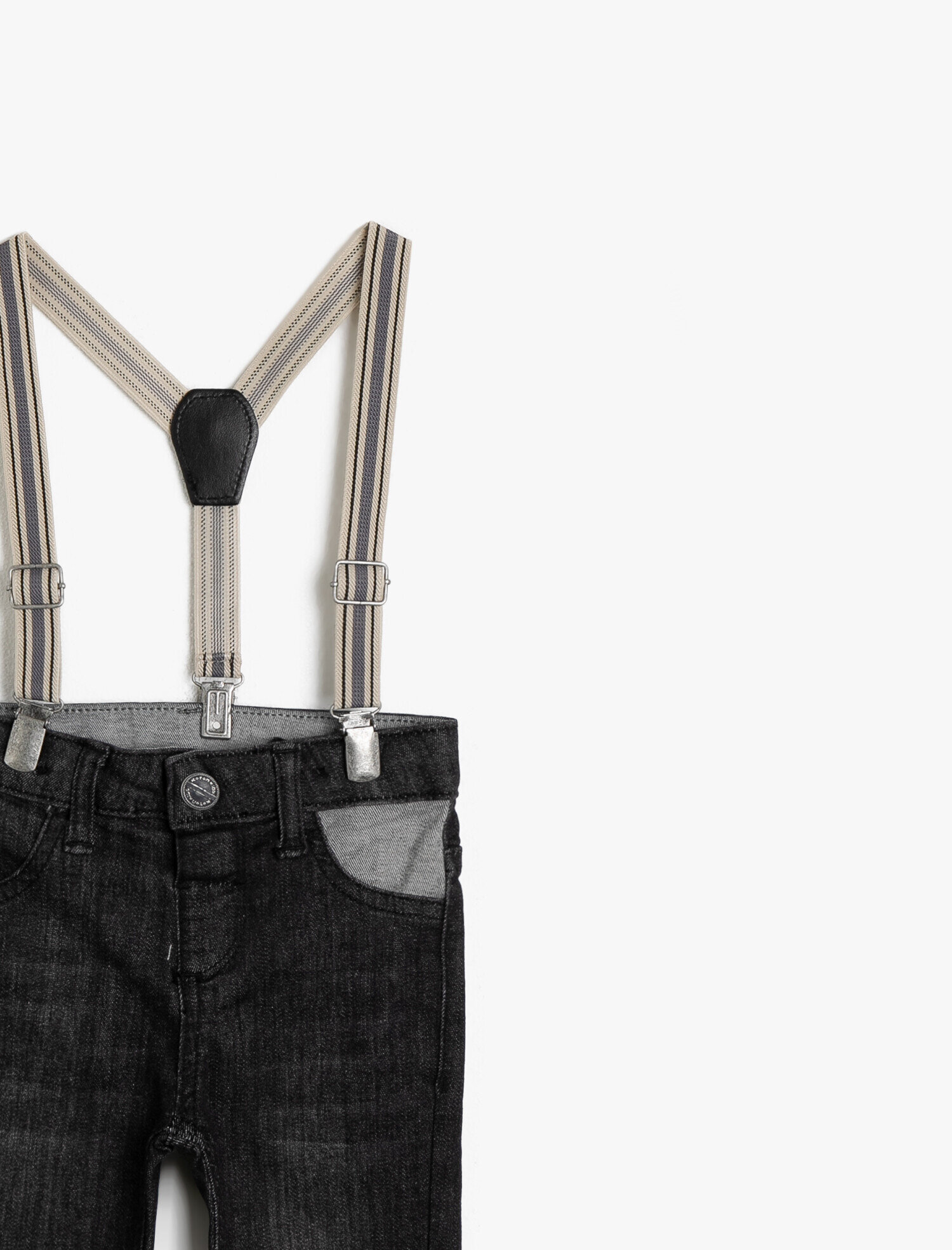  Erkek Bebek Kemer Detaylı Jean Pantolon