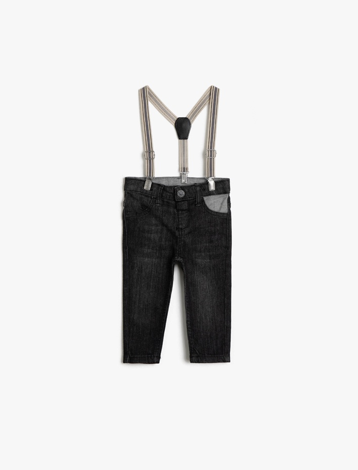 Erkek Bebek Kemer Detaylı Jean Pantolon