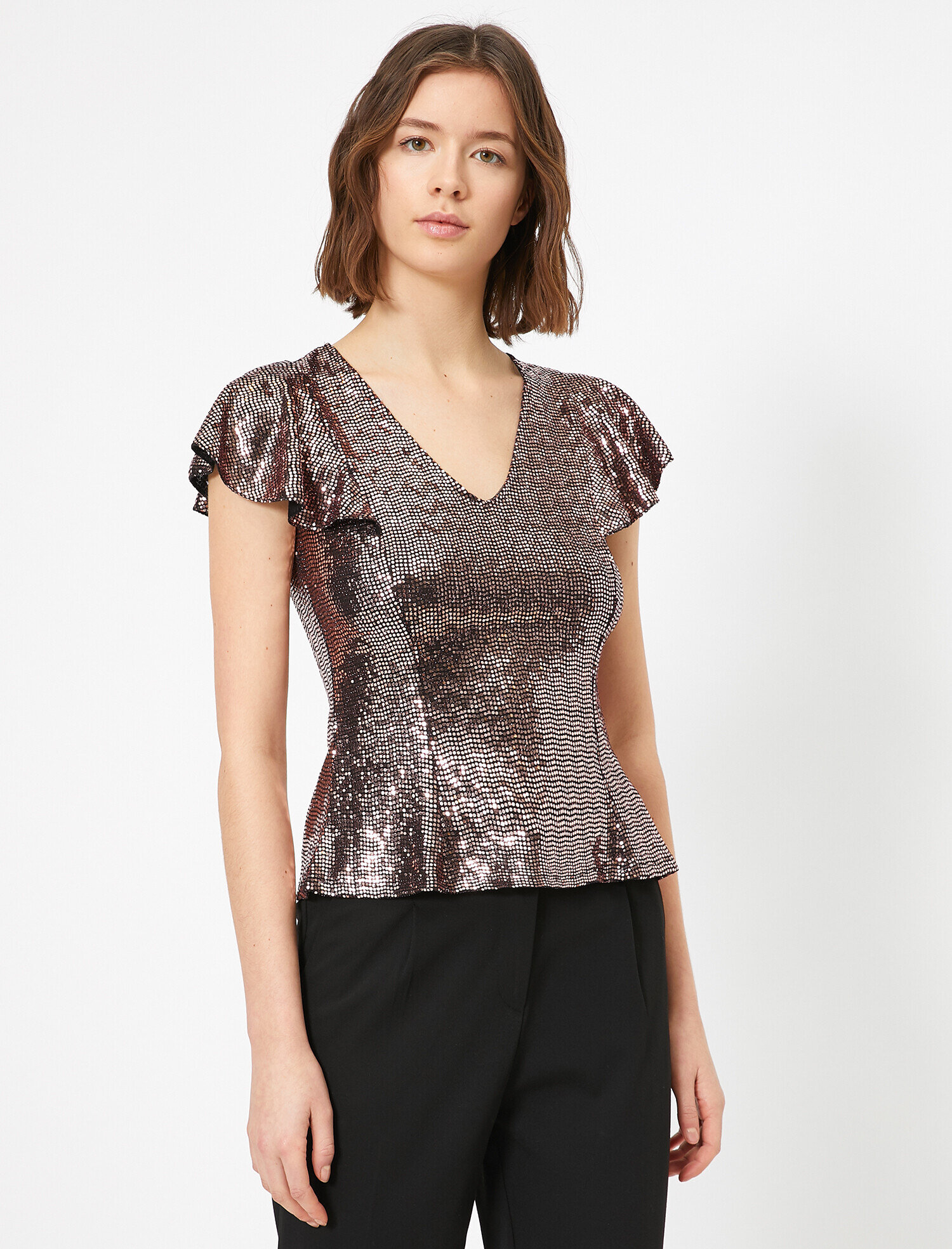   Pul Detaylı Abiye Bluz