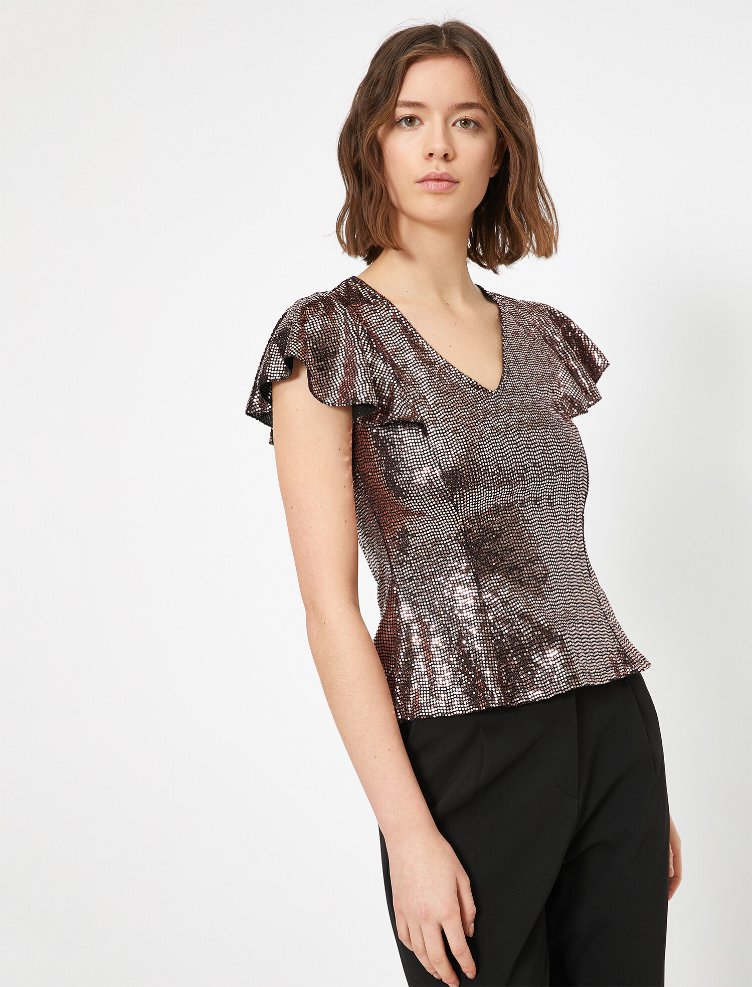   Pul Detaylı Abiye Bluz