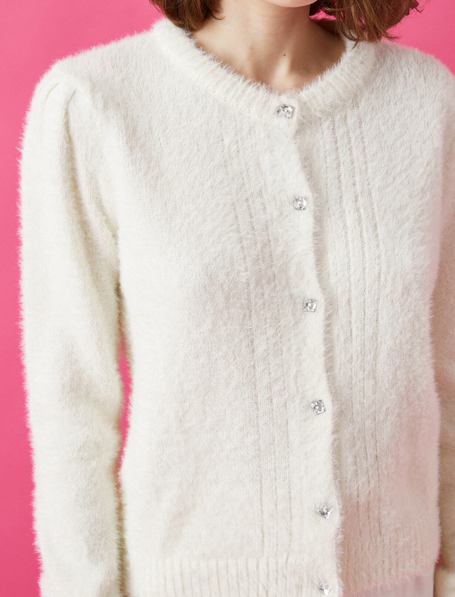   Bisiklet Yaka Düğme Detaylı Triko Hırka