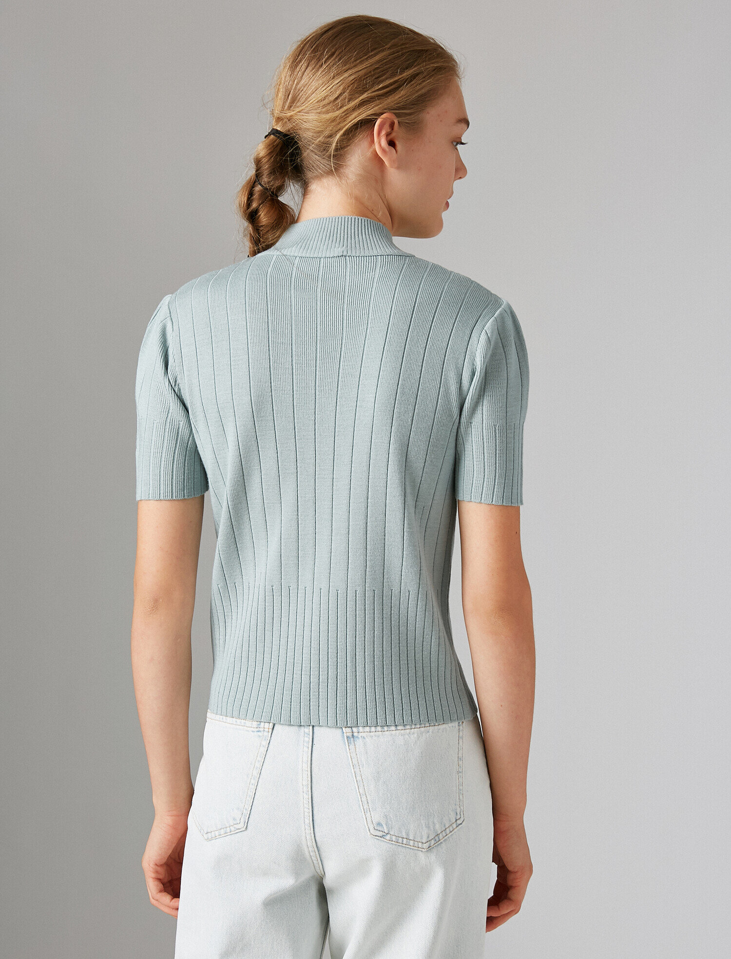   Bisiklet Yaka Kisa Kollu Triko Kazak