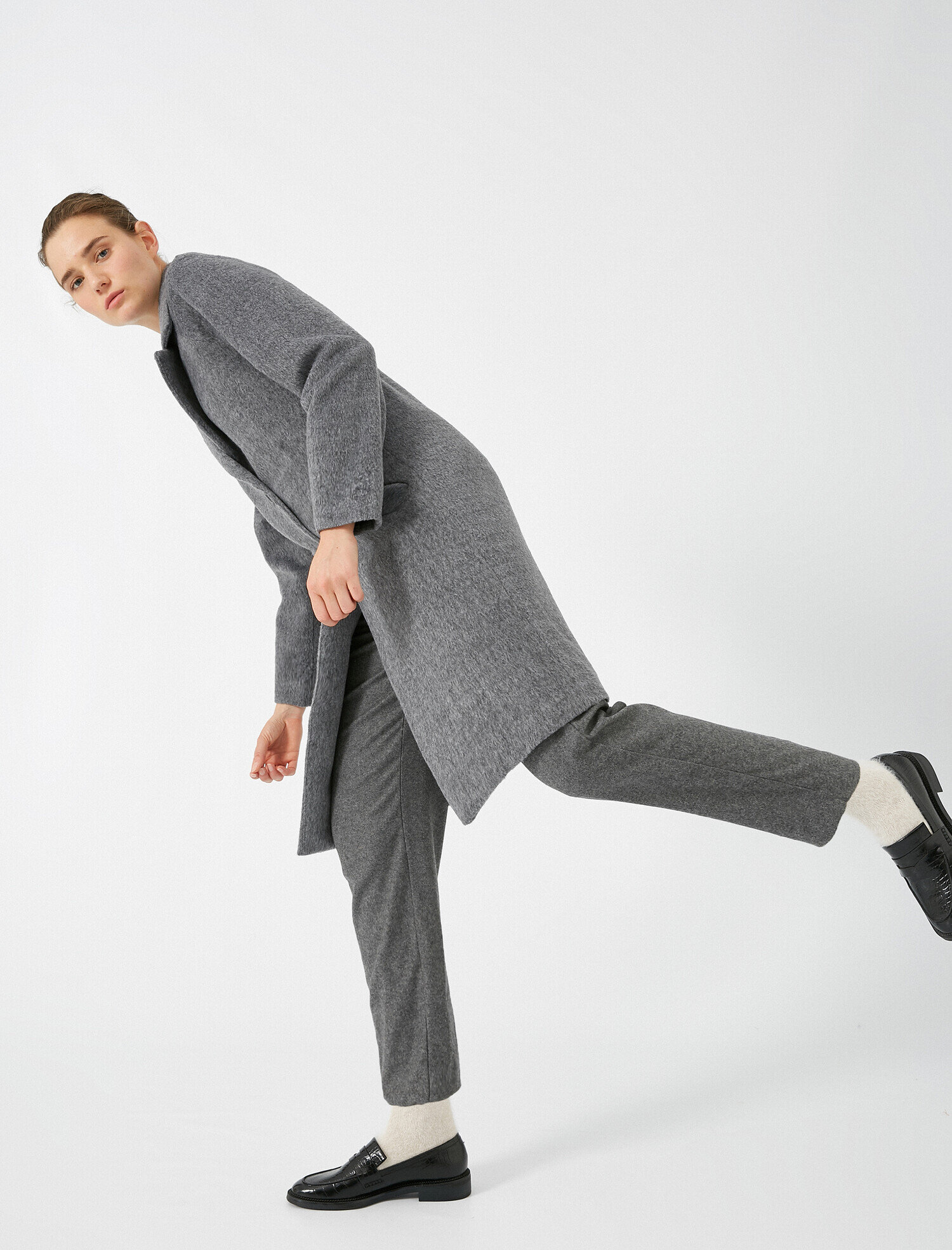   Kaşe Düğmeli Uzun Kaban