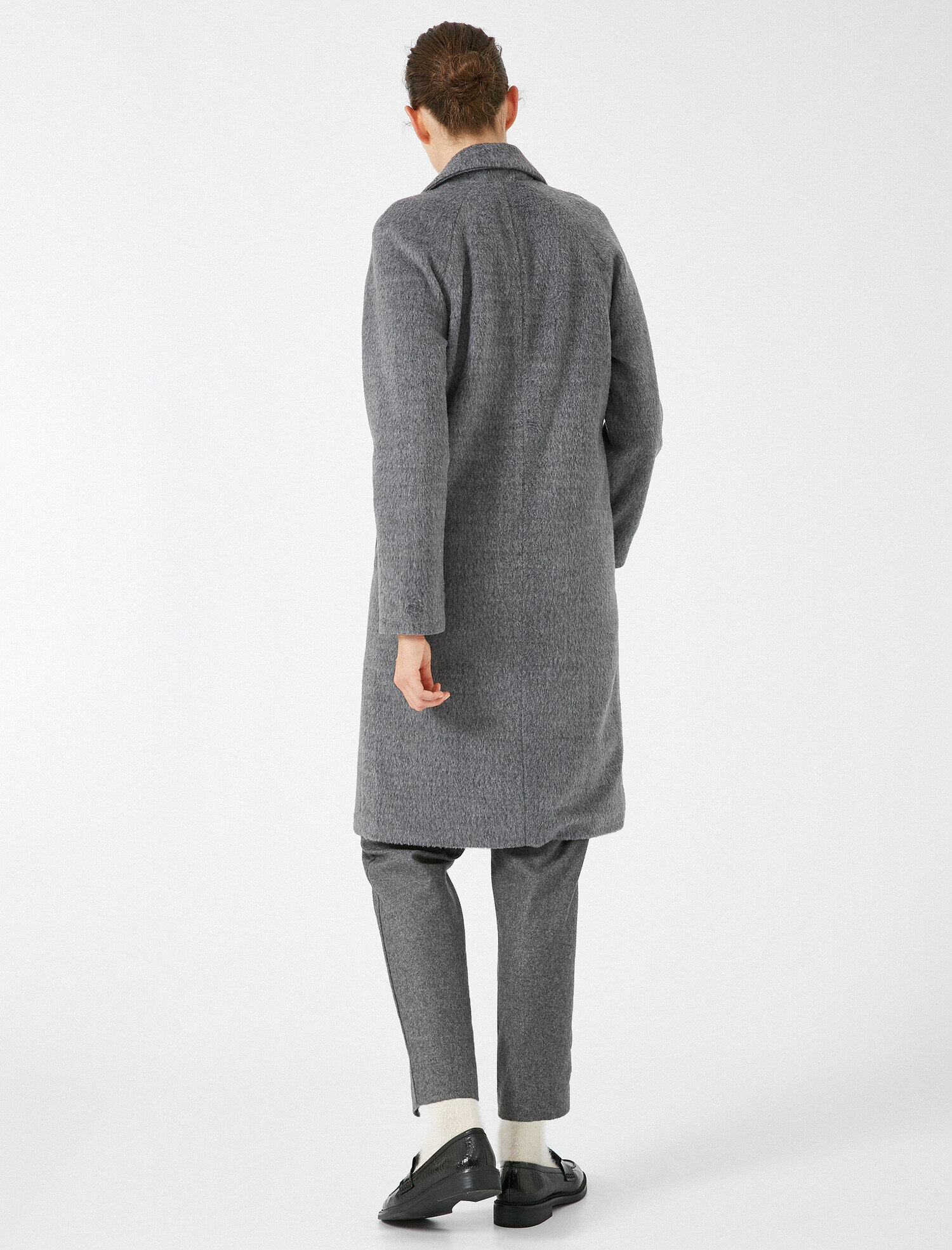   Kaşe Düğmeli Uzun Kaban