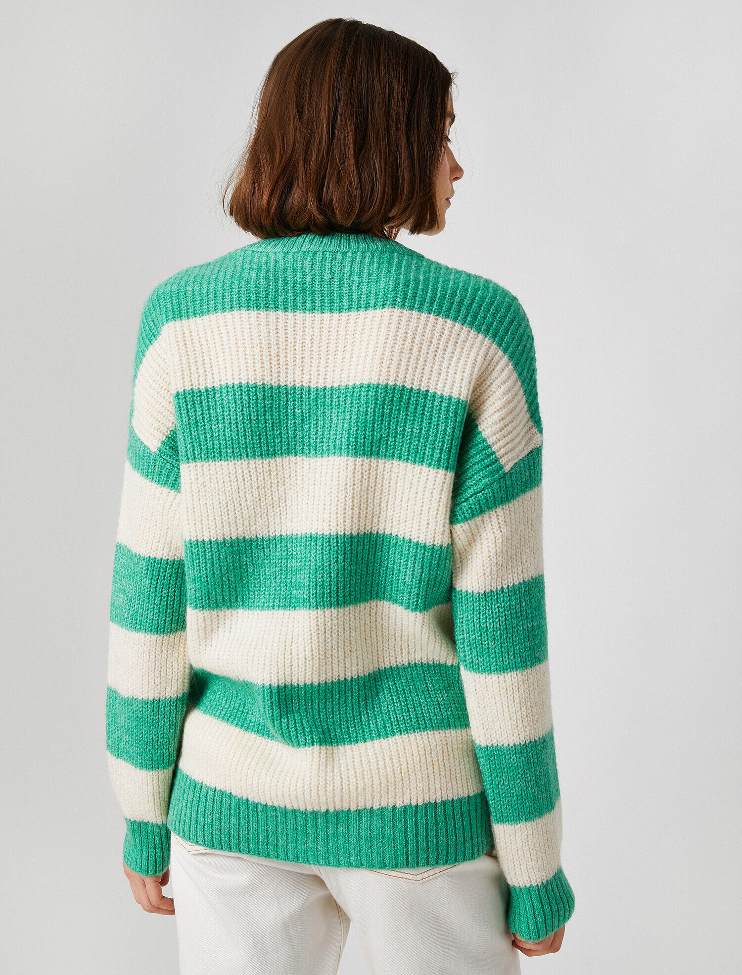   Bisiklet Yaka Çizgili Triko Kazak