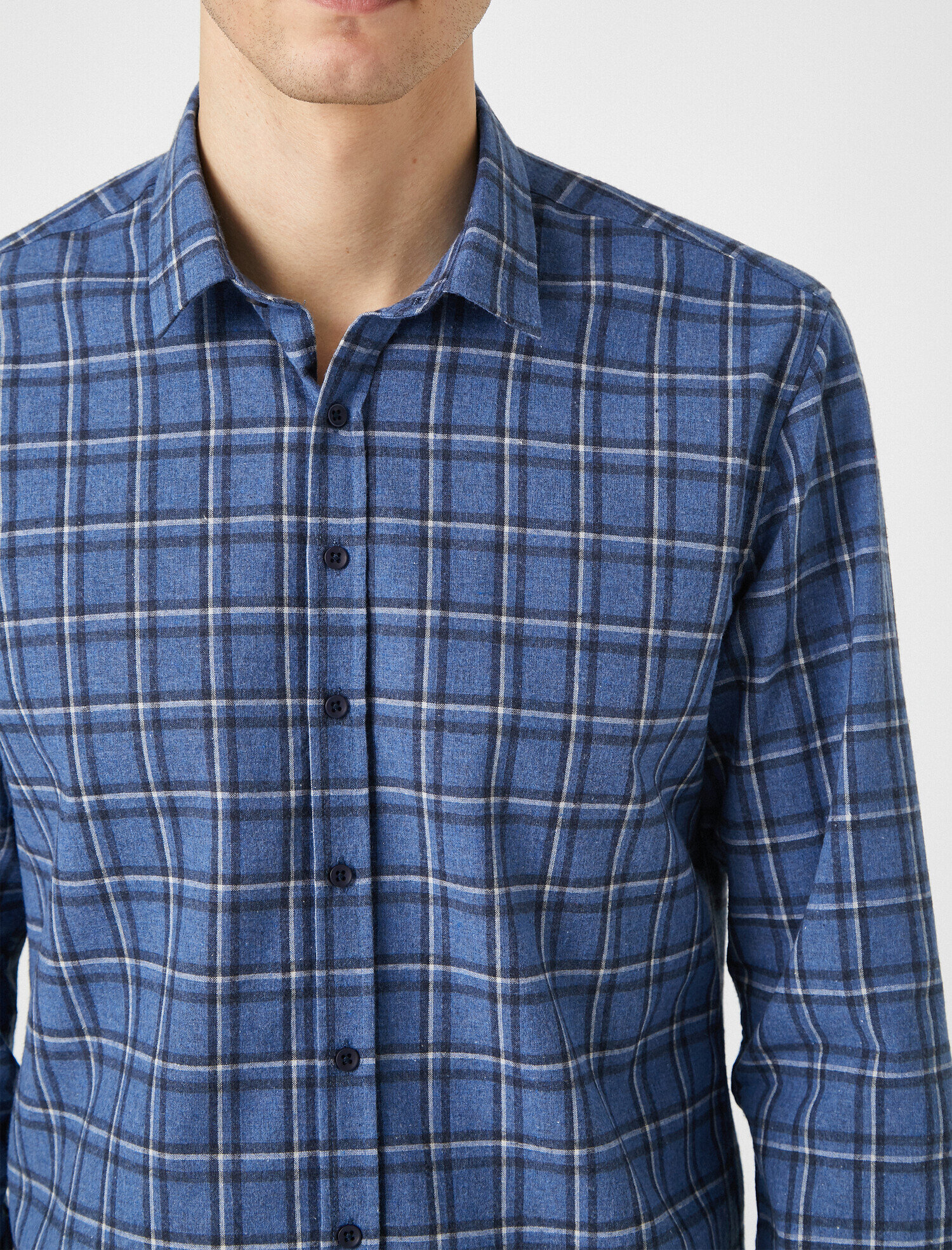   Kareli Klasik Yaka Uzun Kollu Gömlek