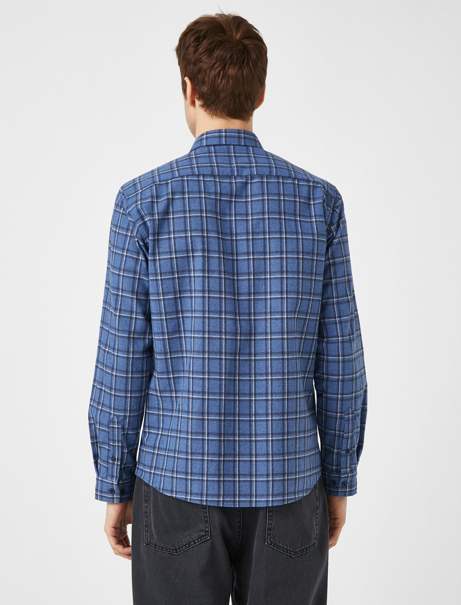   Kareli Klasik Yaka Uzun Kollu Gömlek