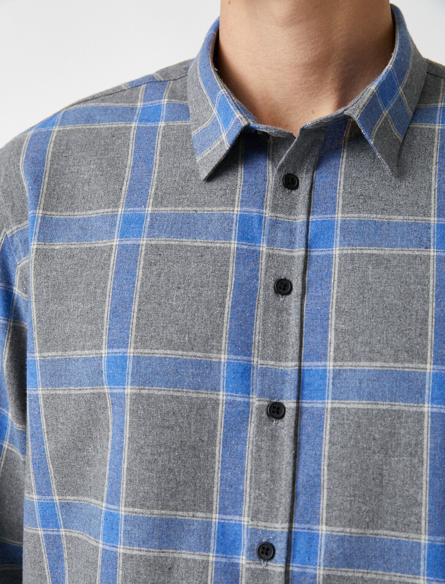 Ekoseli Klasik Yaka Uzun Kollu Gömlek