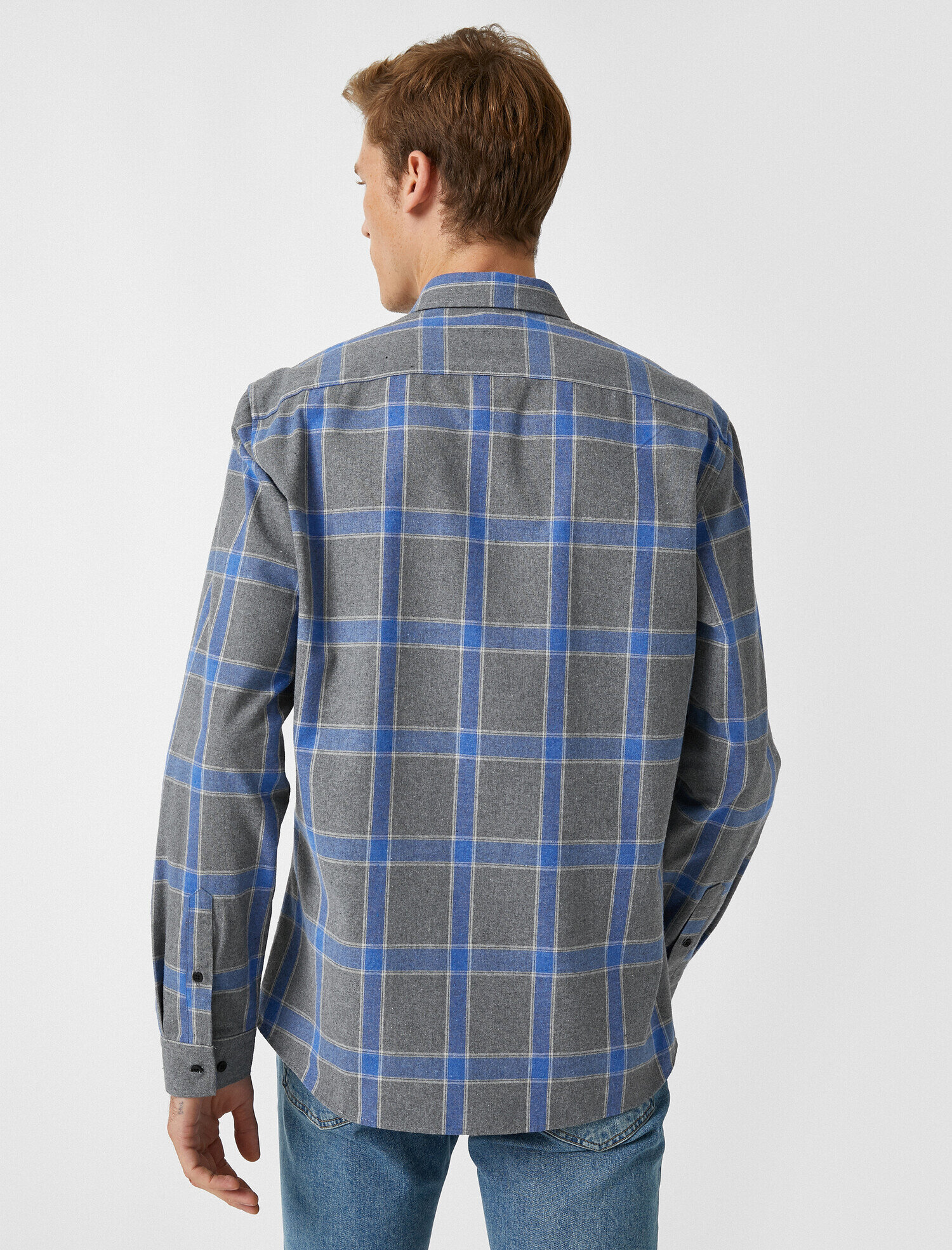 Ekoseli Klasik Yaka Uzun Kollu Gömlek