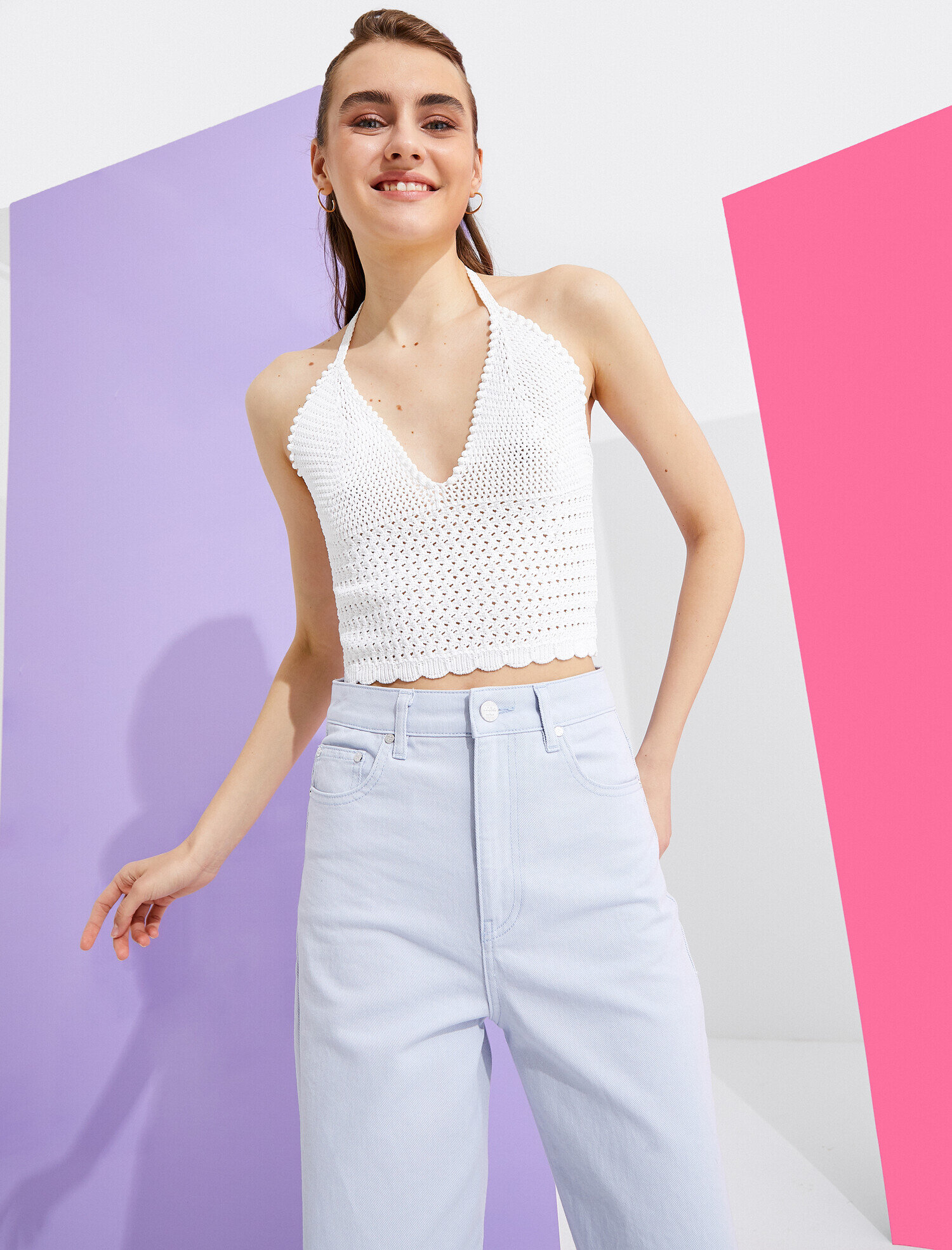   Crop Atlet Boyundan Bağlamalı