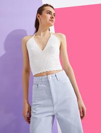 Crop Atlet Boyundan Bağlamalı