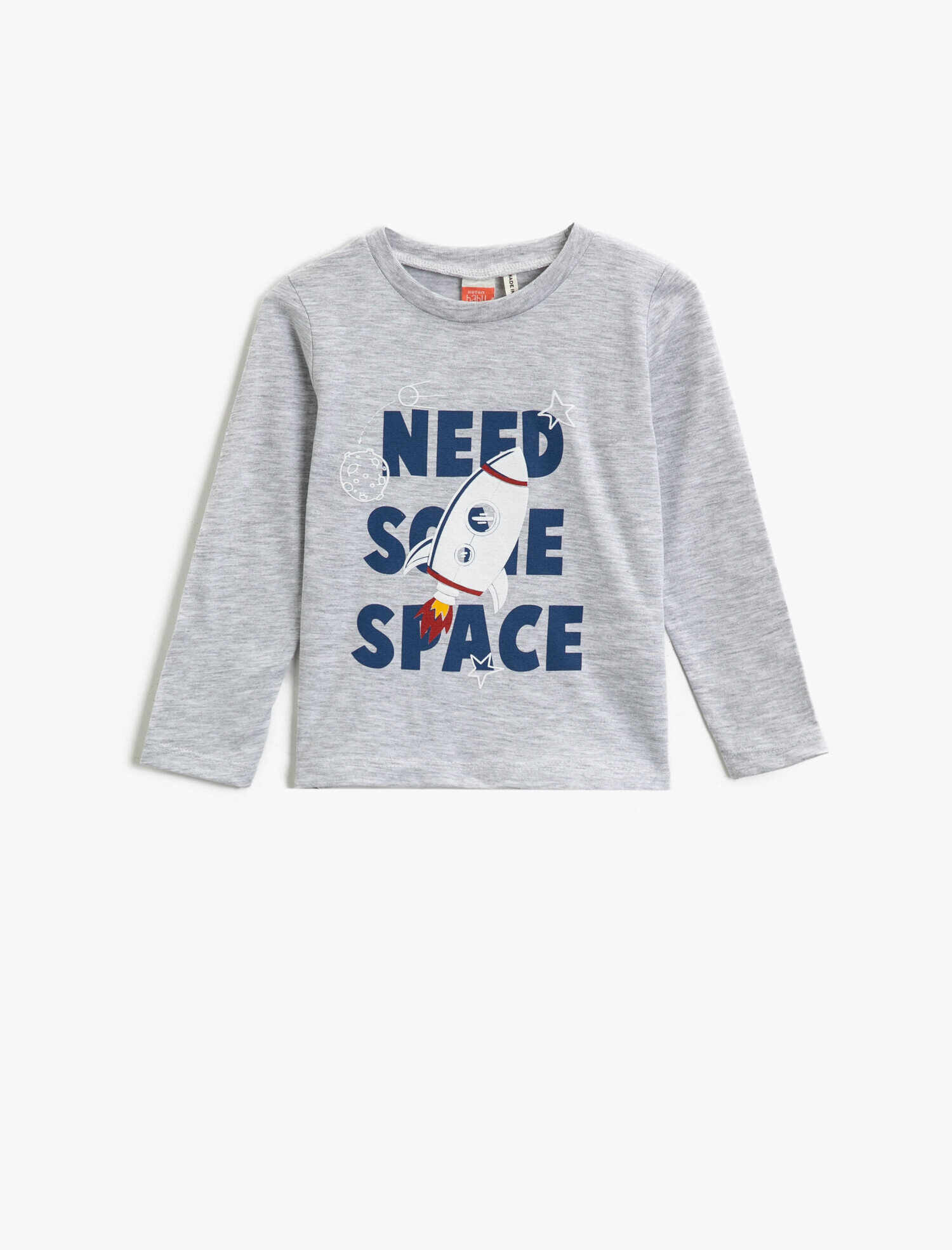  Erkek Bebek Yazılı Baskılı Bisiklet Yaka Uzun Kollu Tişört