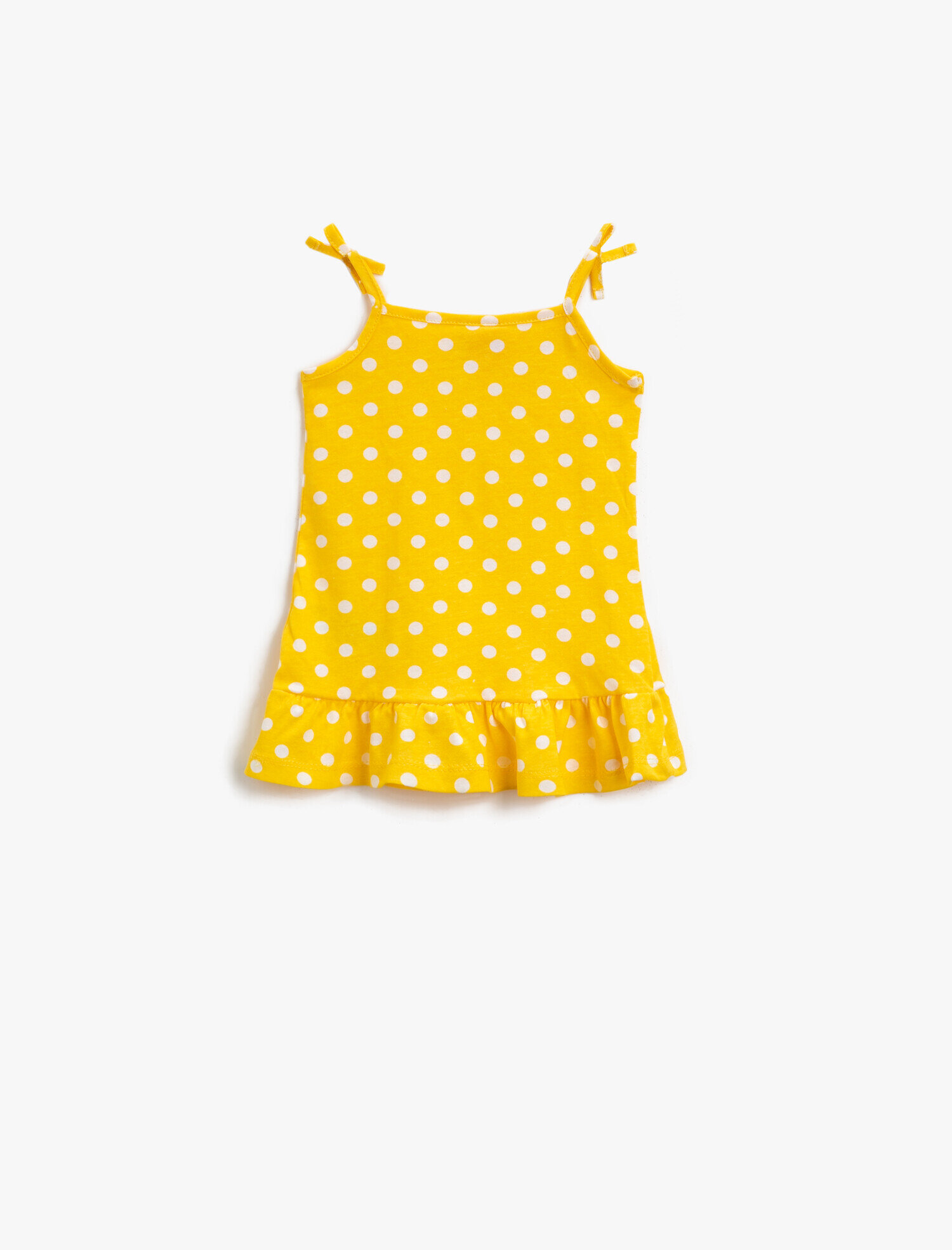  Kız Bebek Puantiyeli Elbise Askılı Pamuklu