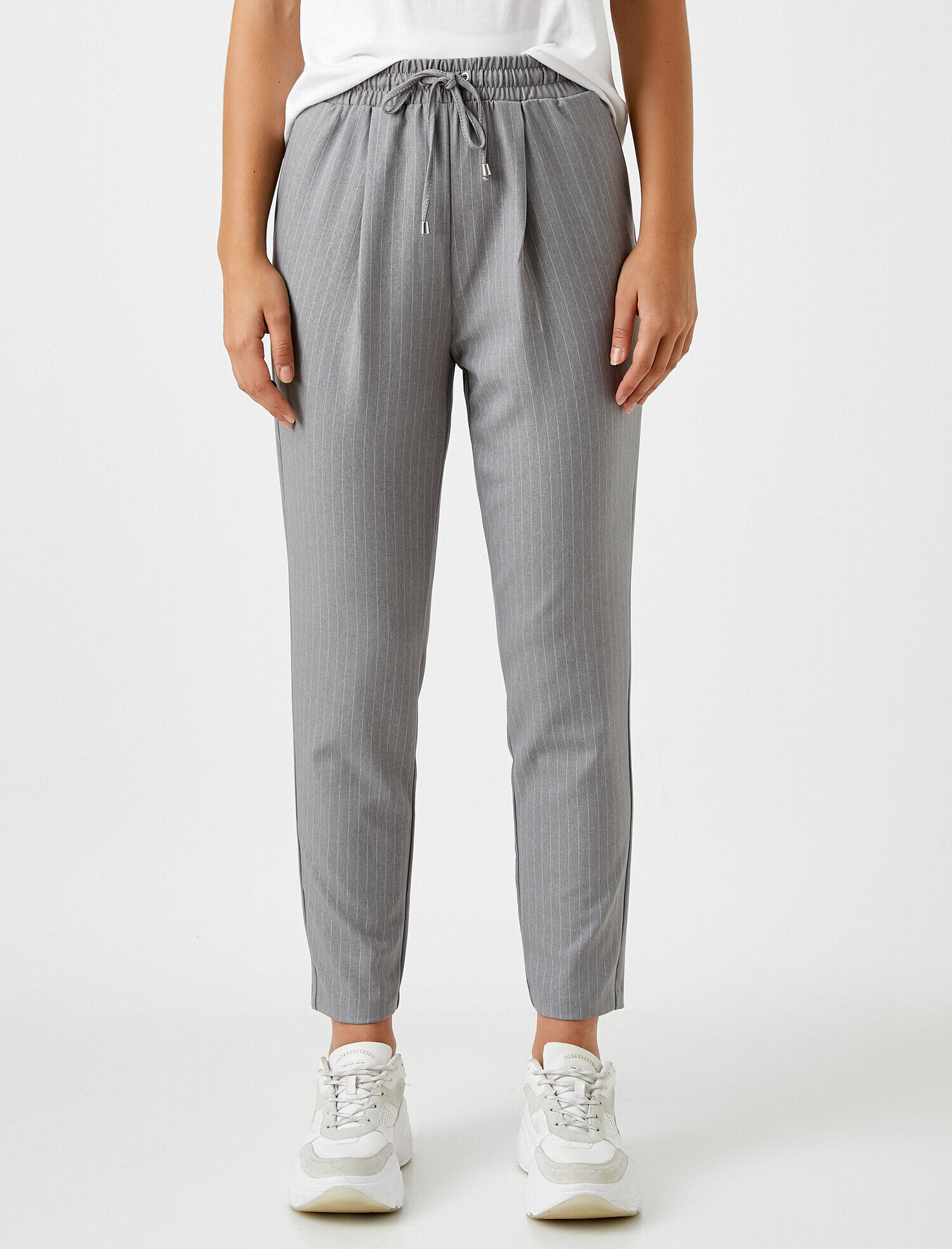 Çizgili Jogger Pantolon Beli Bağcıklı