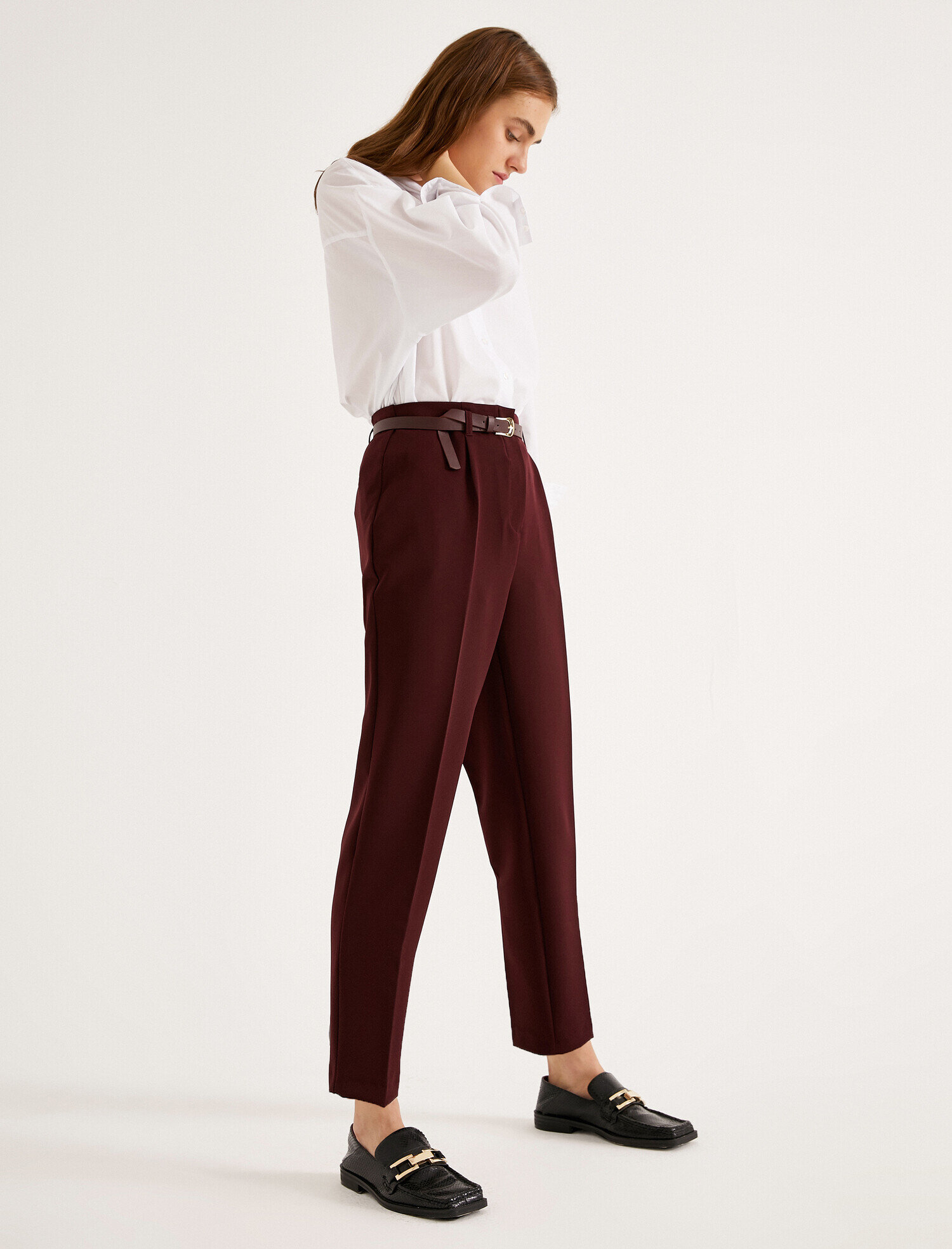   Kemerli Havuç Pantolon Yüksek Bel