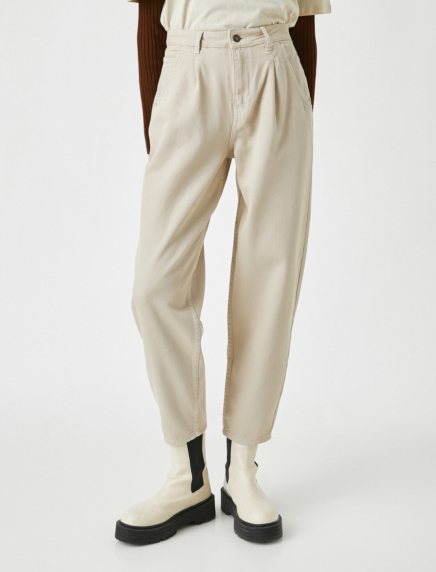   Yüksek Bel Pamuklu Slouchy Pantolon