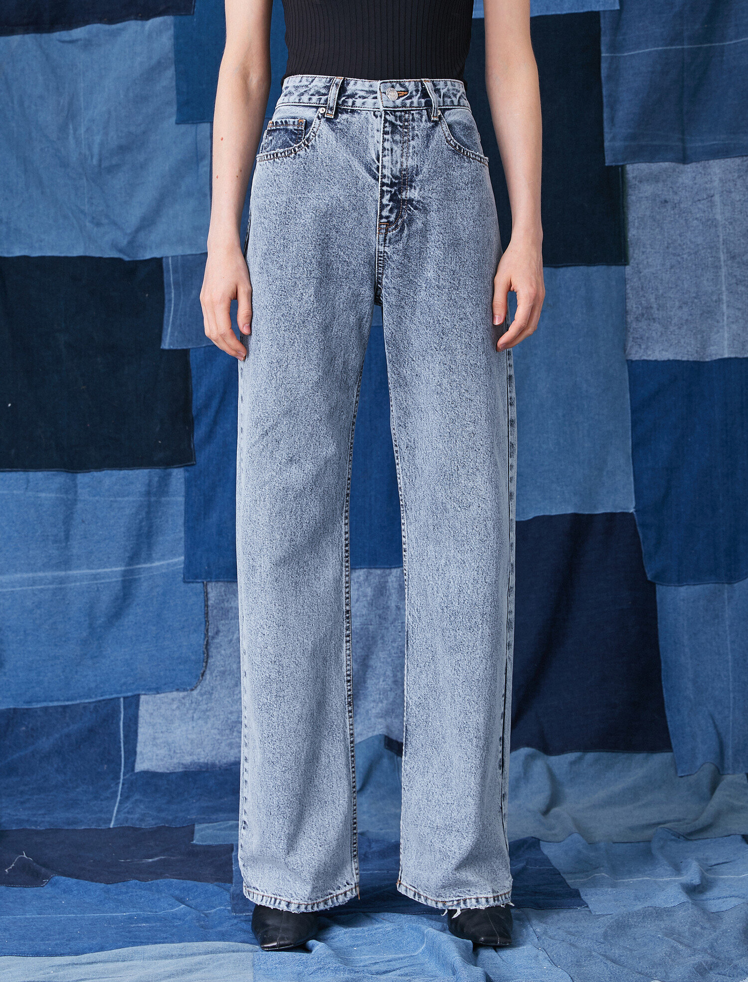   Bol Paça Yüksek Bel Kot Pantolon - Bianca Jean