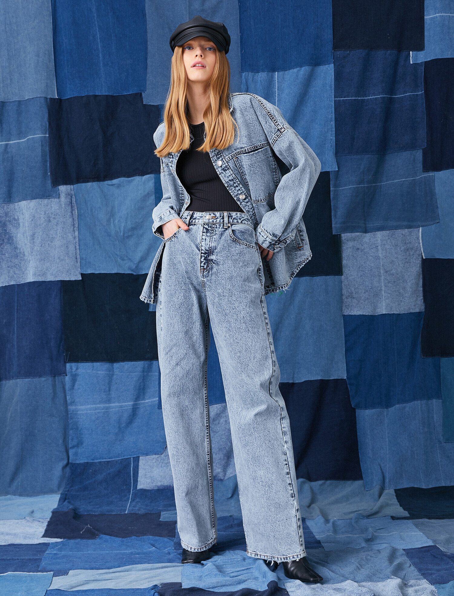   Bol Paça Yüksek Bel Kot Pantolon - Bianca Jean