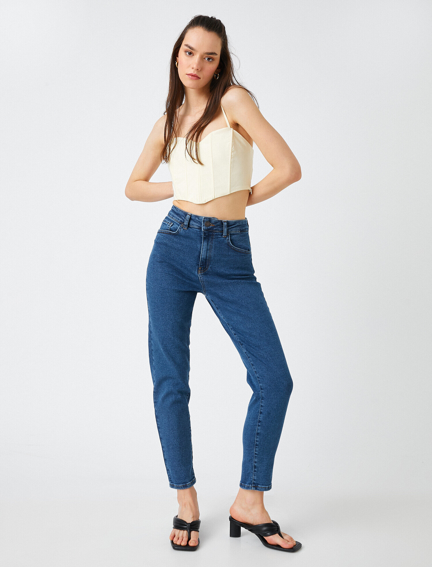   Yüksek Bel Kot Pantolon - Mom Slim Jean