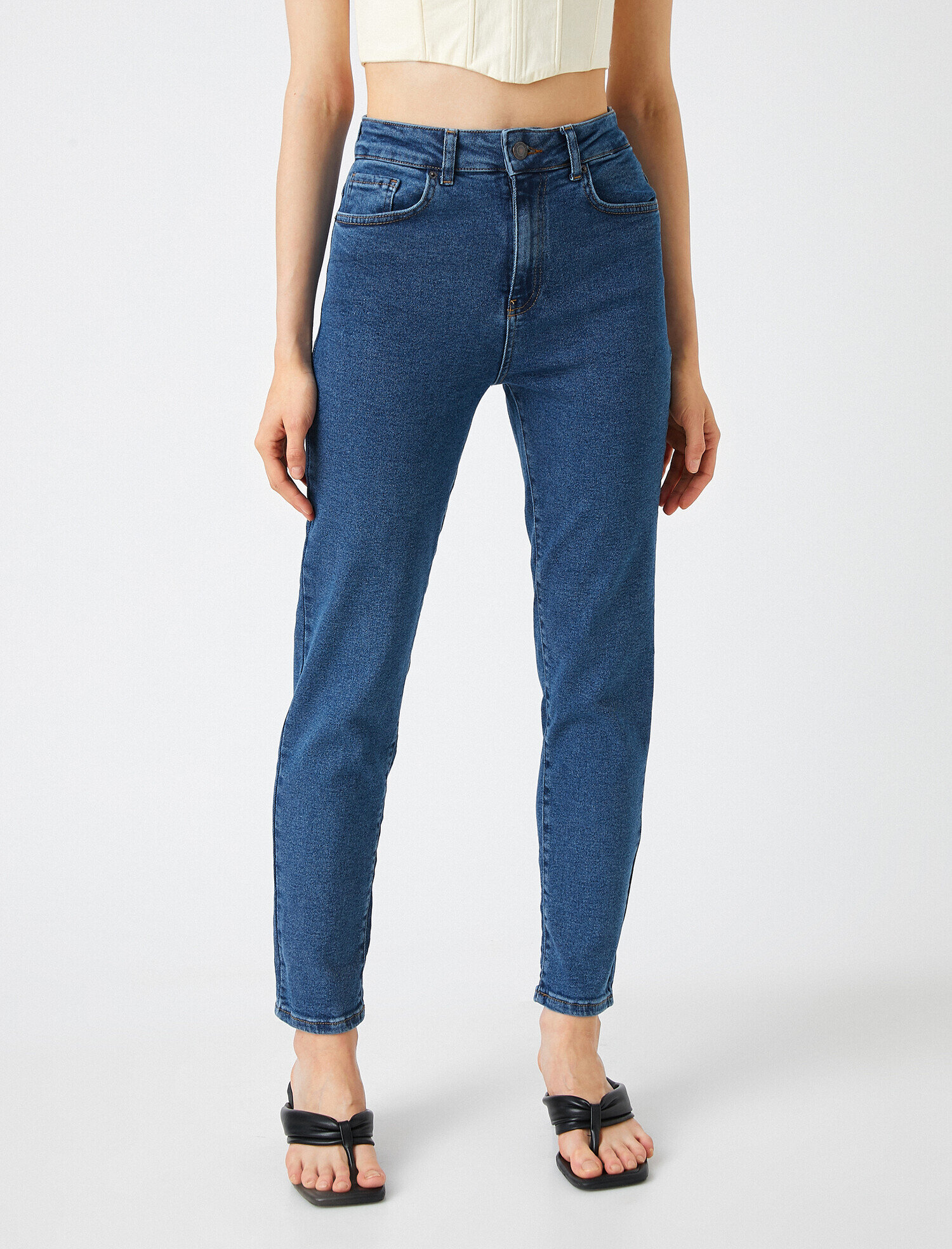   Yüksek Bel Kot Pantolon - Mom Slim Jean